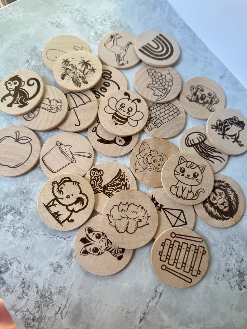 Wooden Alphabet Tiles – Capital Letters & Matching Images