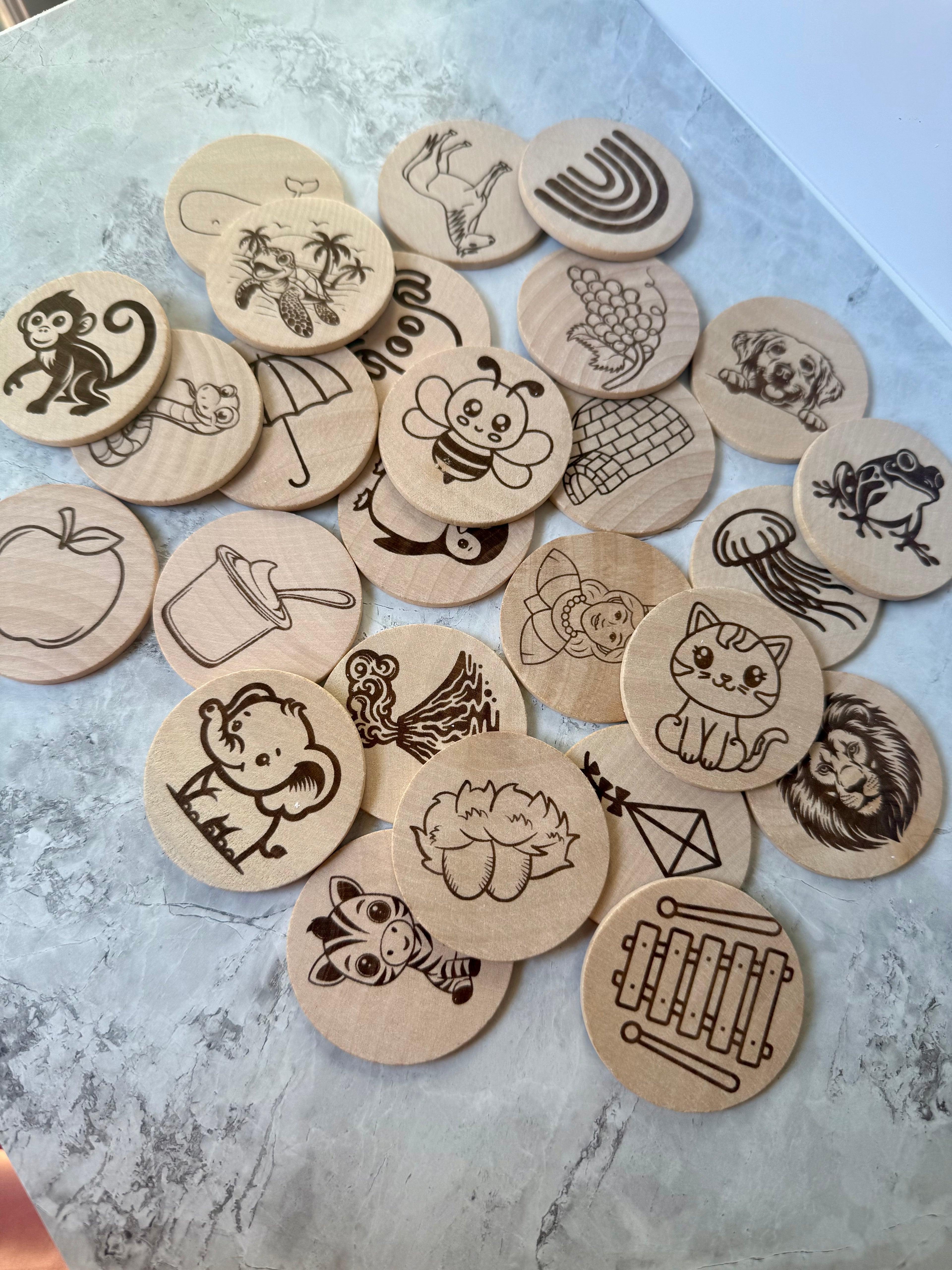 Wooden Alphabet Tiles – Capital Letters & Matching Images