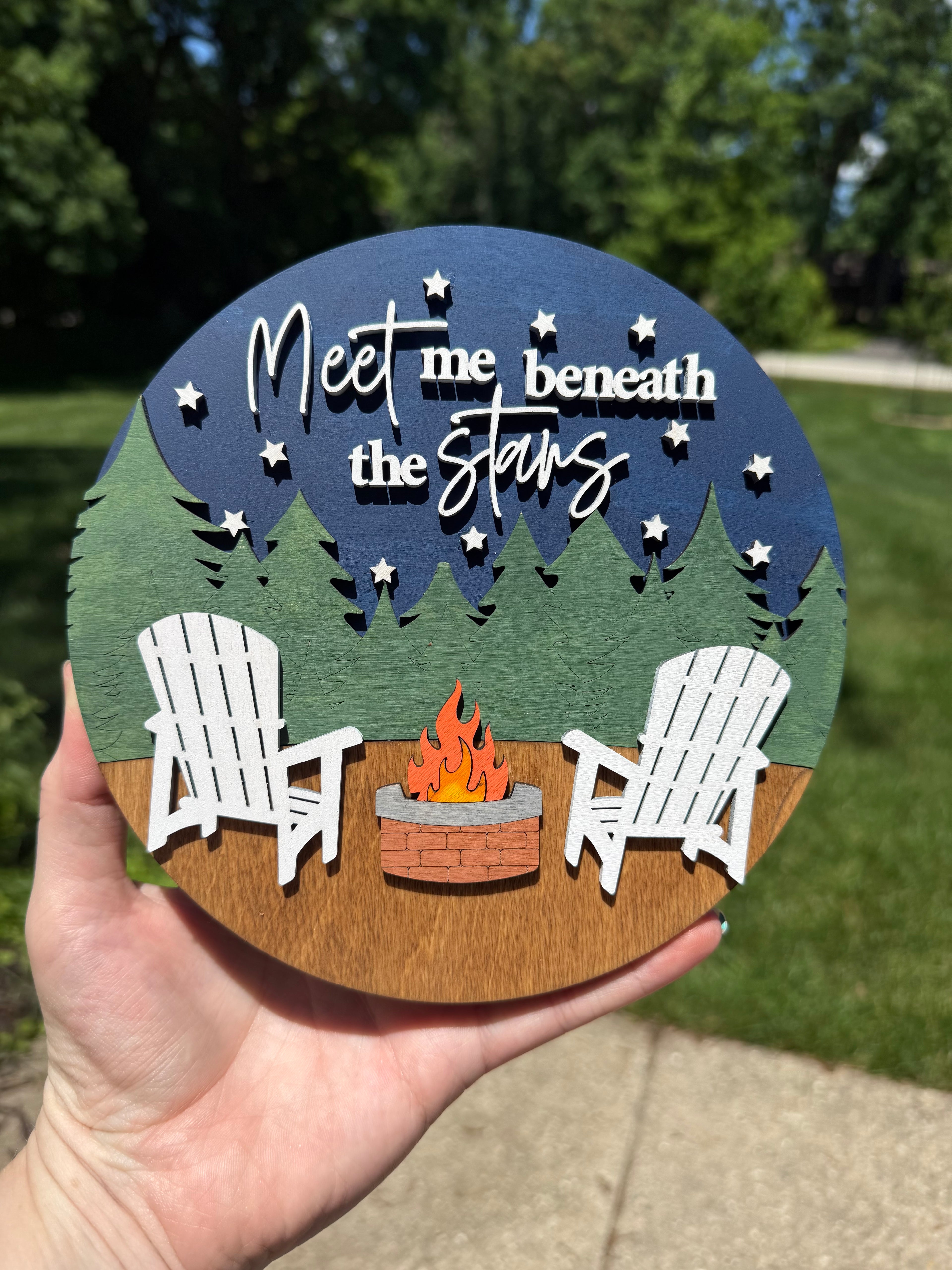 Meet Me Beneath the Stars Mini Round Sign Craft Kit ✨🔥🌲