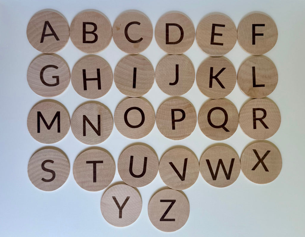 Wooden Alphabet Tiles – Capital Letters & Matching Images