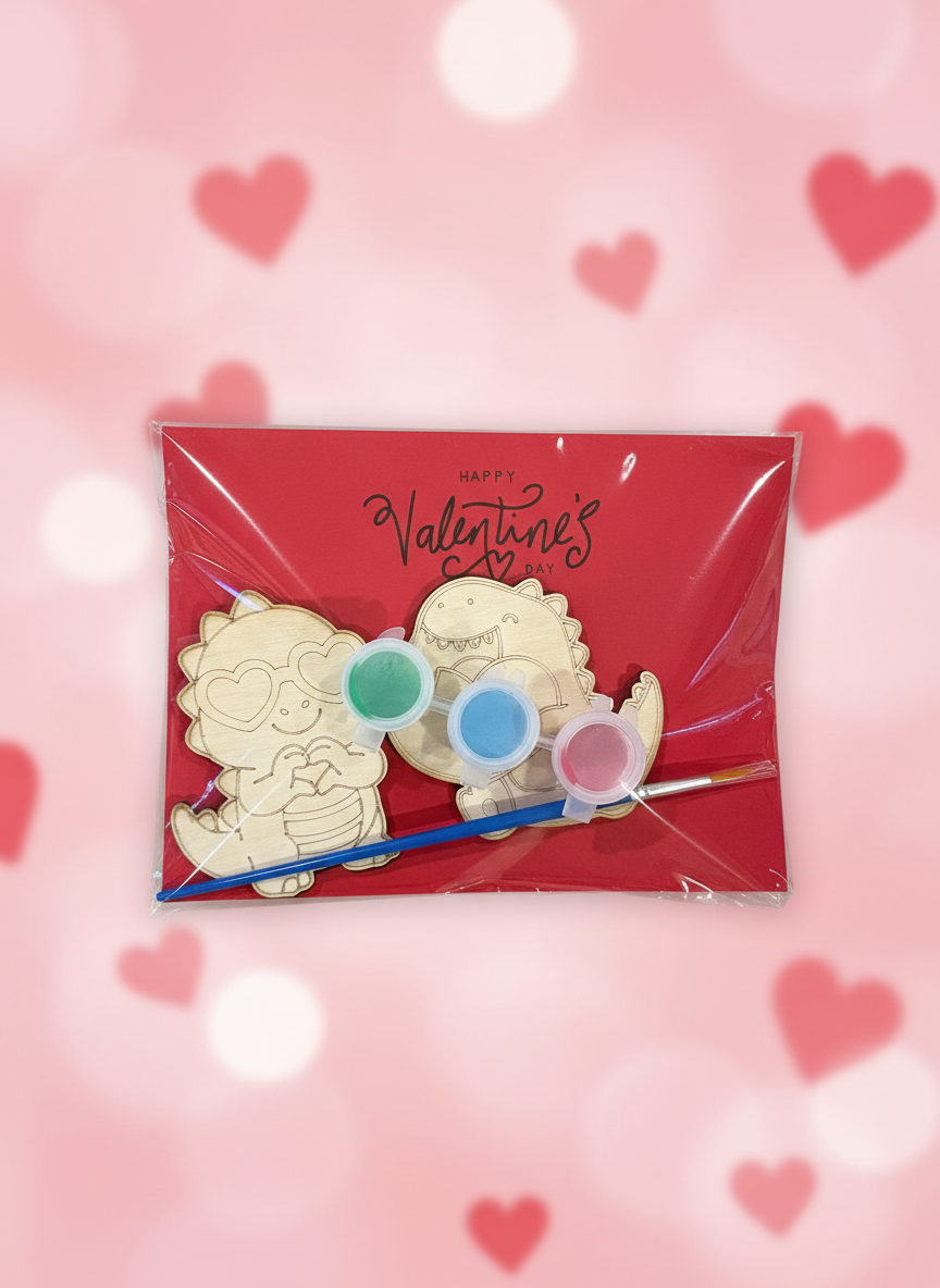 Valentine’s Day Dinosaur Wooden Paint Craft Kit