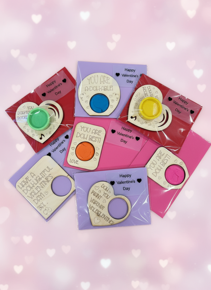 Handmade Wooden Valentine Playdough Kit