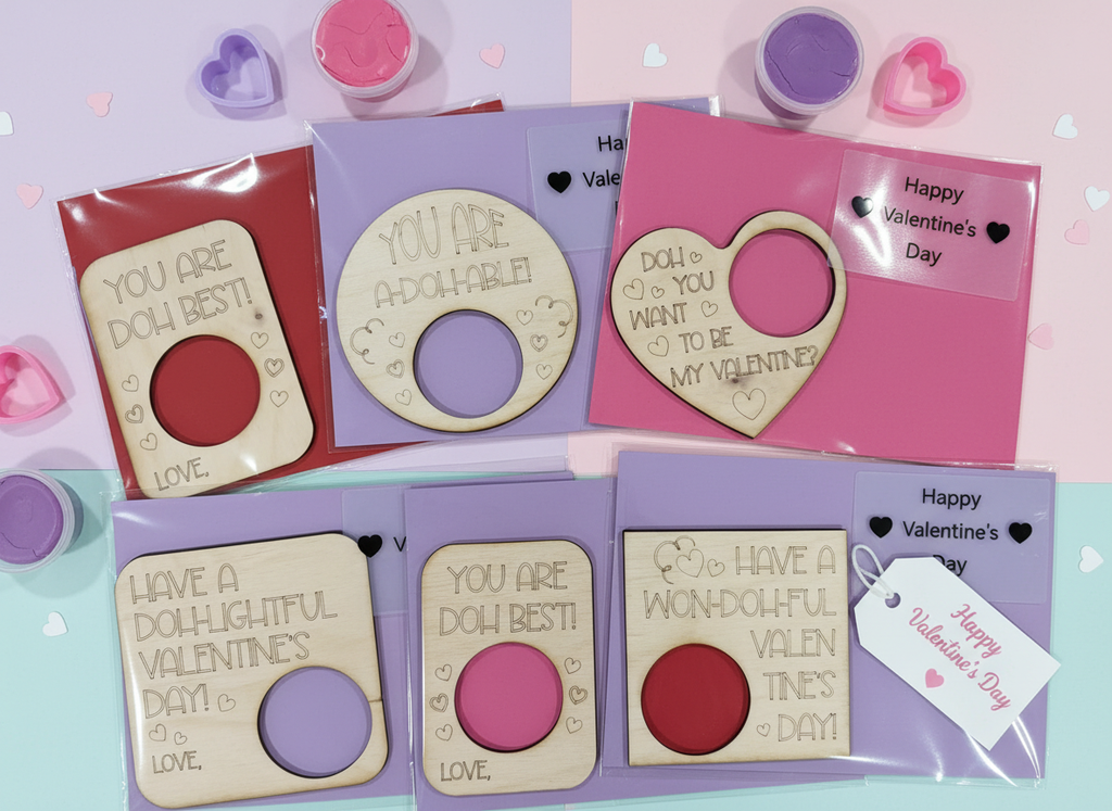 Handmade Wooden Valentine Playdough Kit