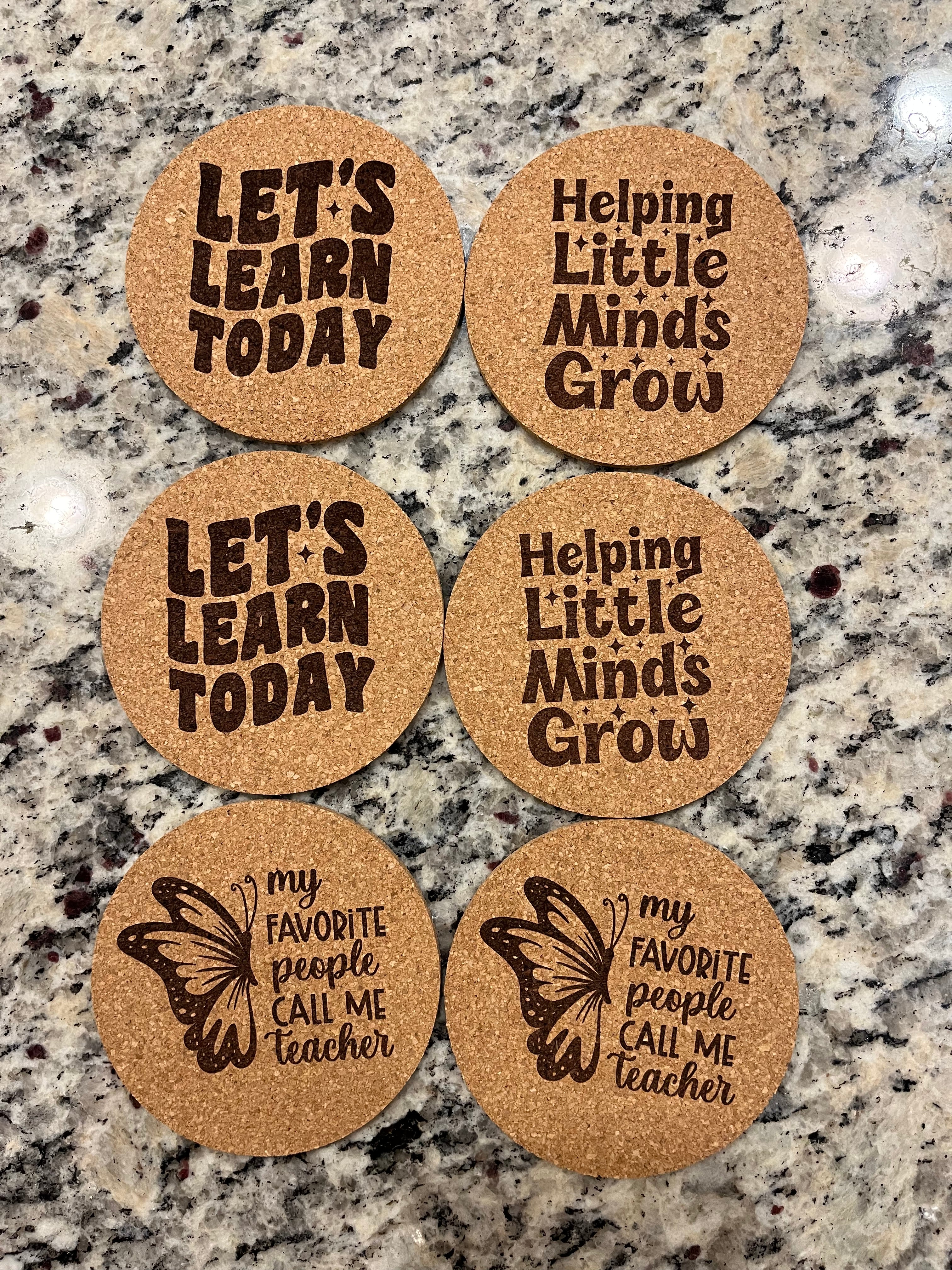 Custom Engraved Cork Coasters for Teachers