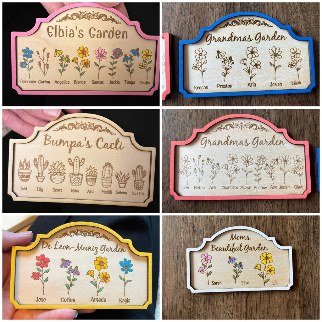 Custom Engraved "Grandma's Garden" Wooden Plaque