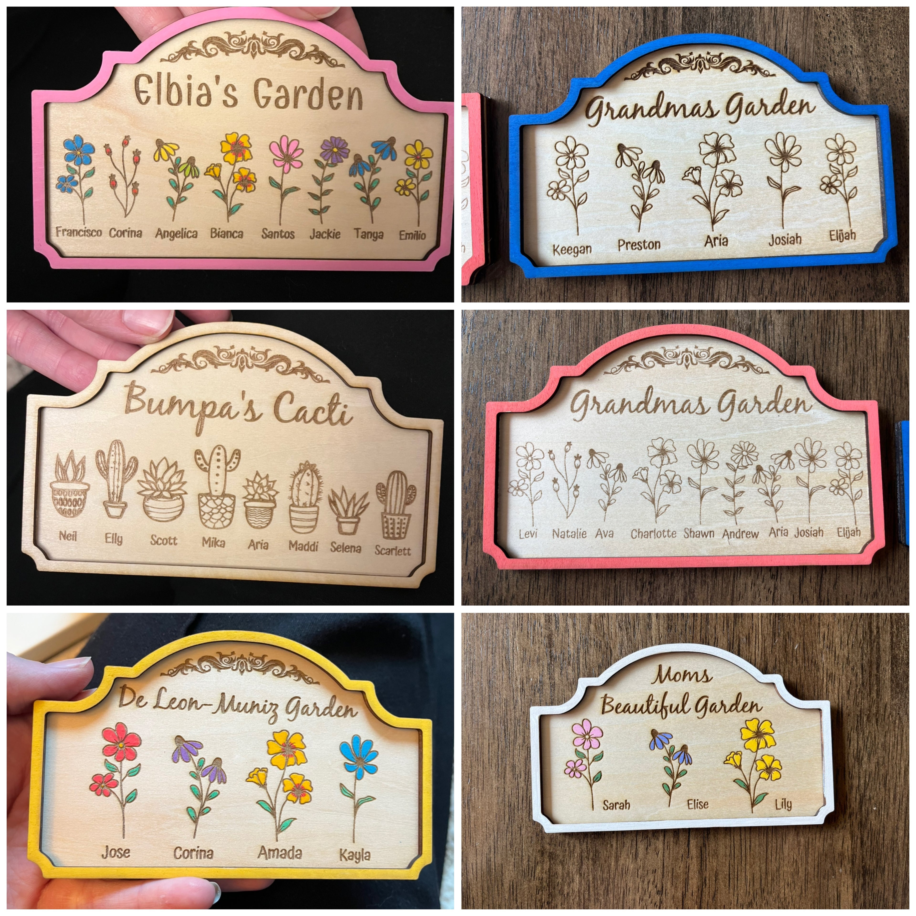 Custom Engraved "Grandma's Garden" Wooden Plaque