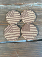 Patriotic American Flag Cork Coasters  (Set of 4)