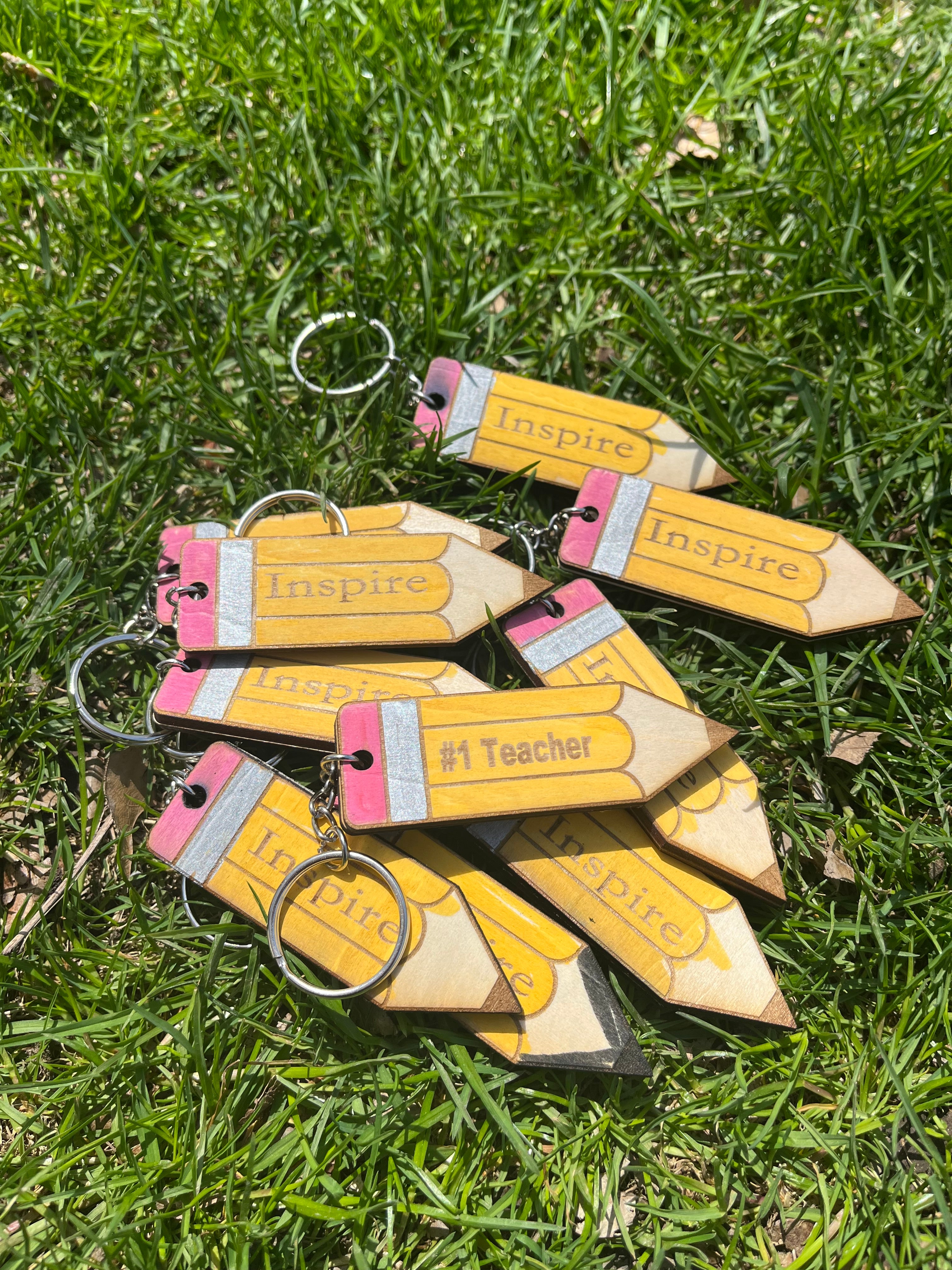 Custom Engraved Pencil-Shaped Keychain