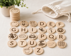 Wooden Alphabet Tiles – Capital Letters & Matching Images
