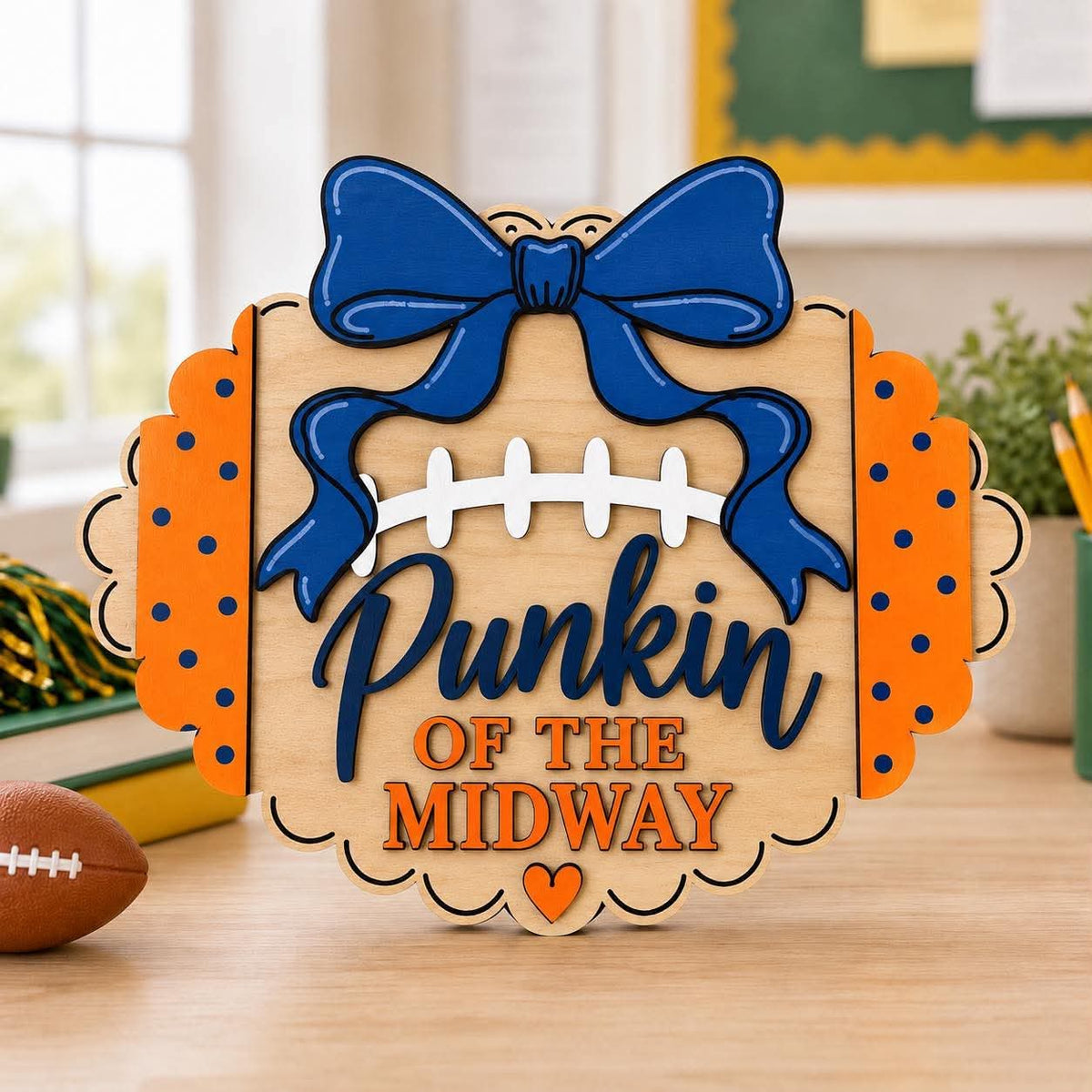 Custom Football Sign  (Orange and Blue)