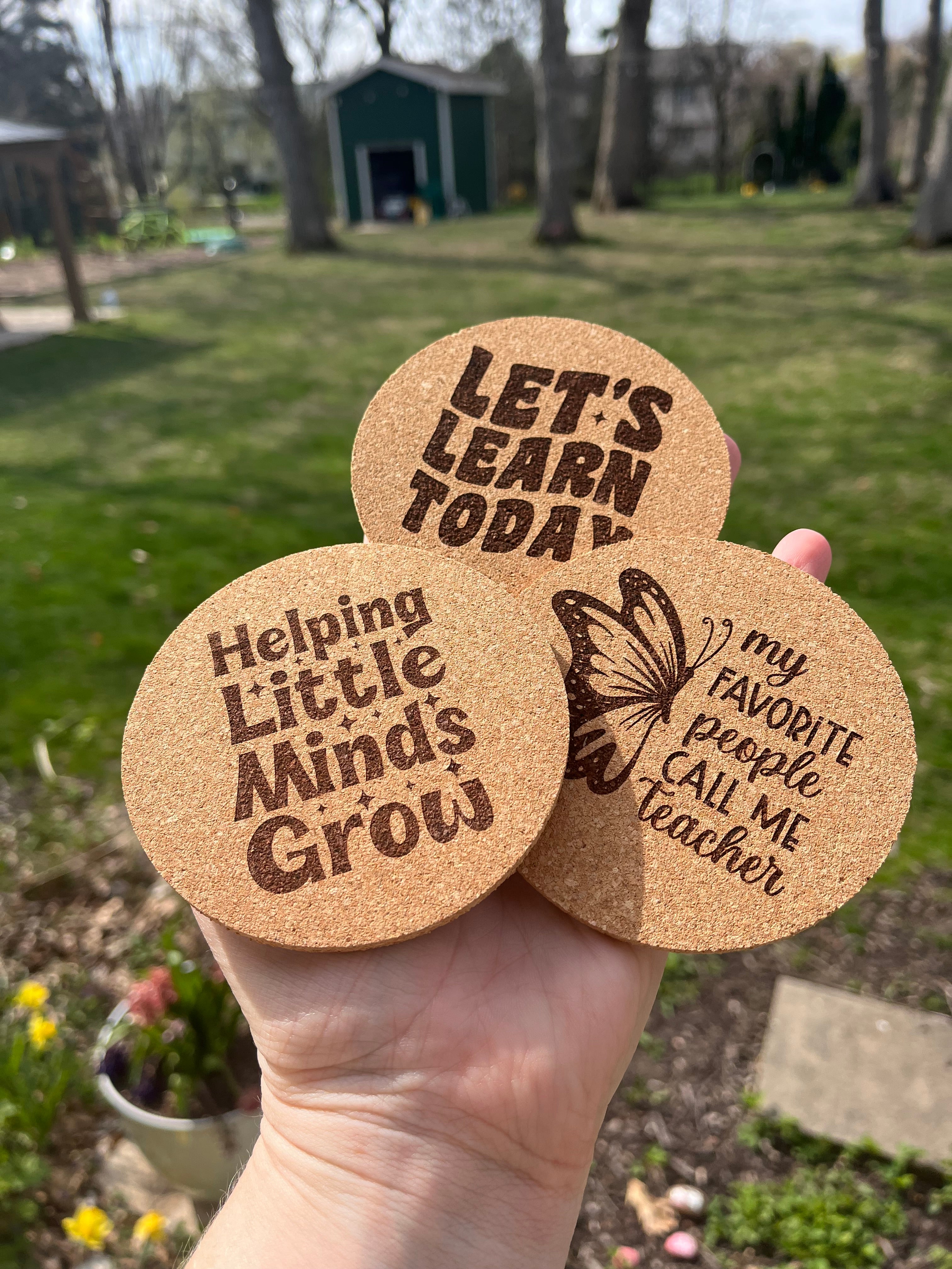 Custom Engraved Cork Coasters for Teachers