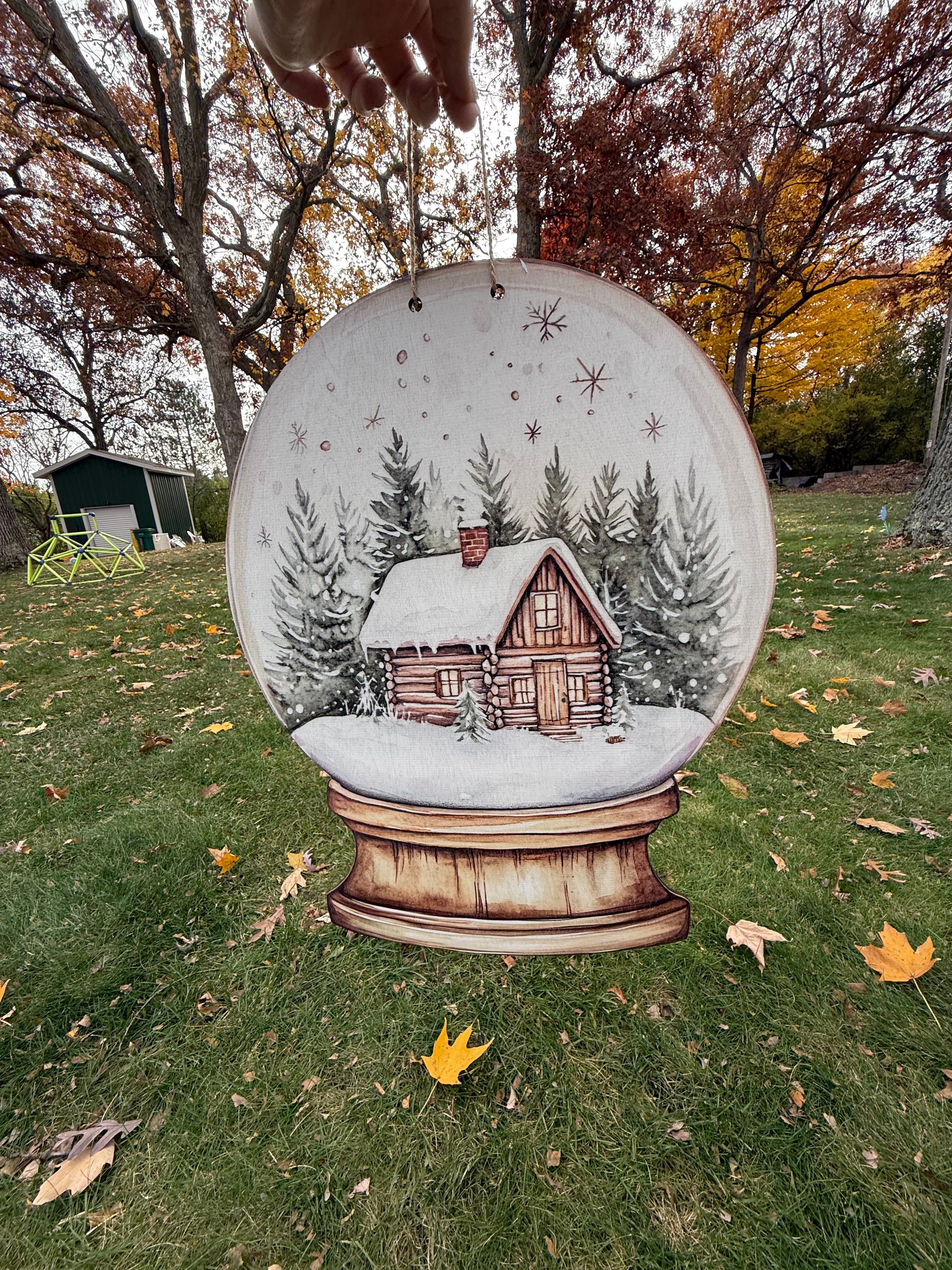 Lodge Snowglobe Christmas Sign