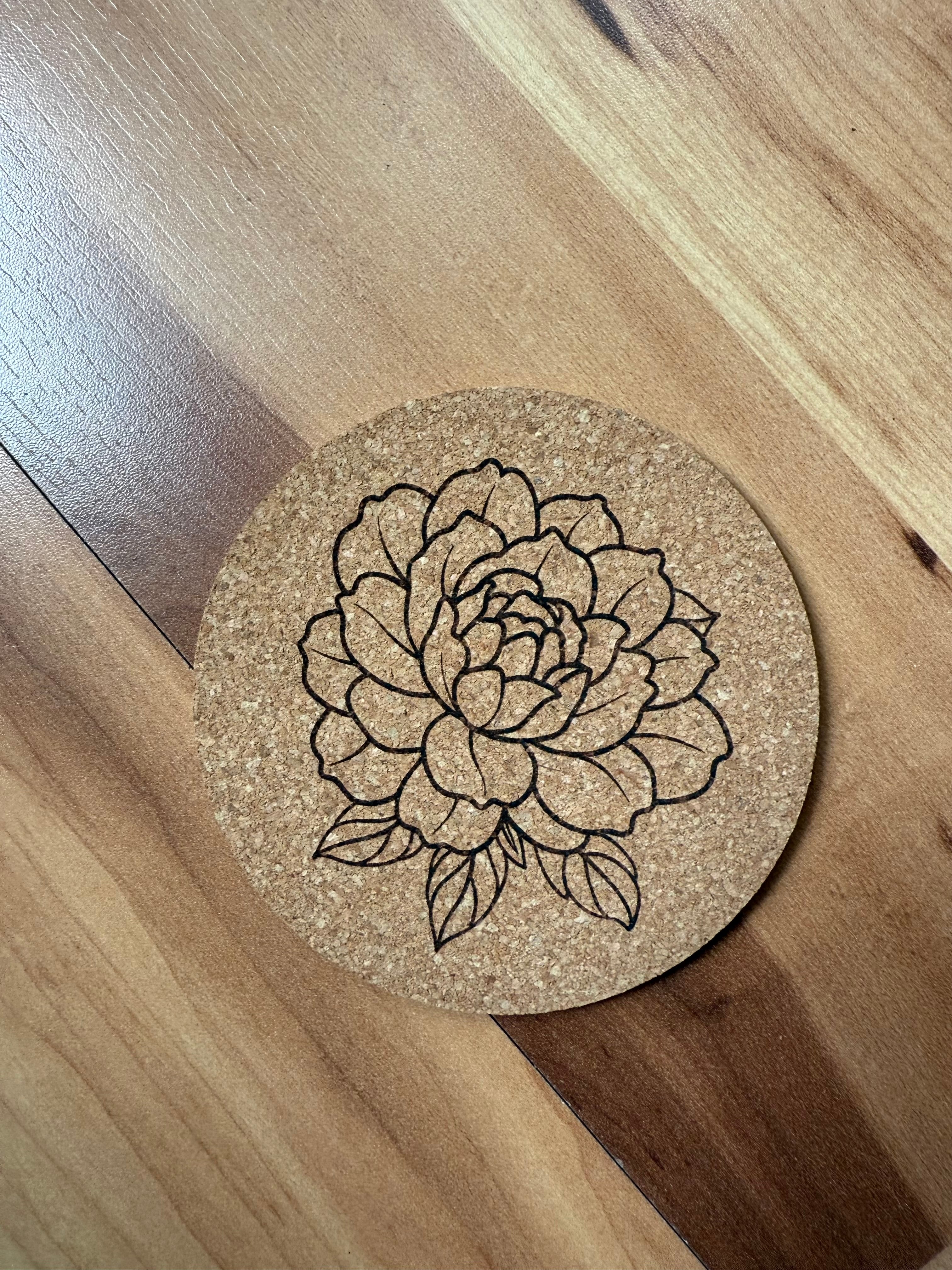 Flower Themed Engraved Coasters