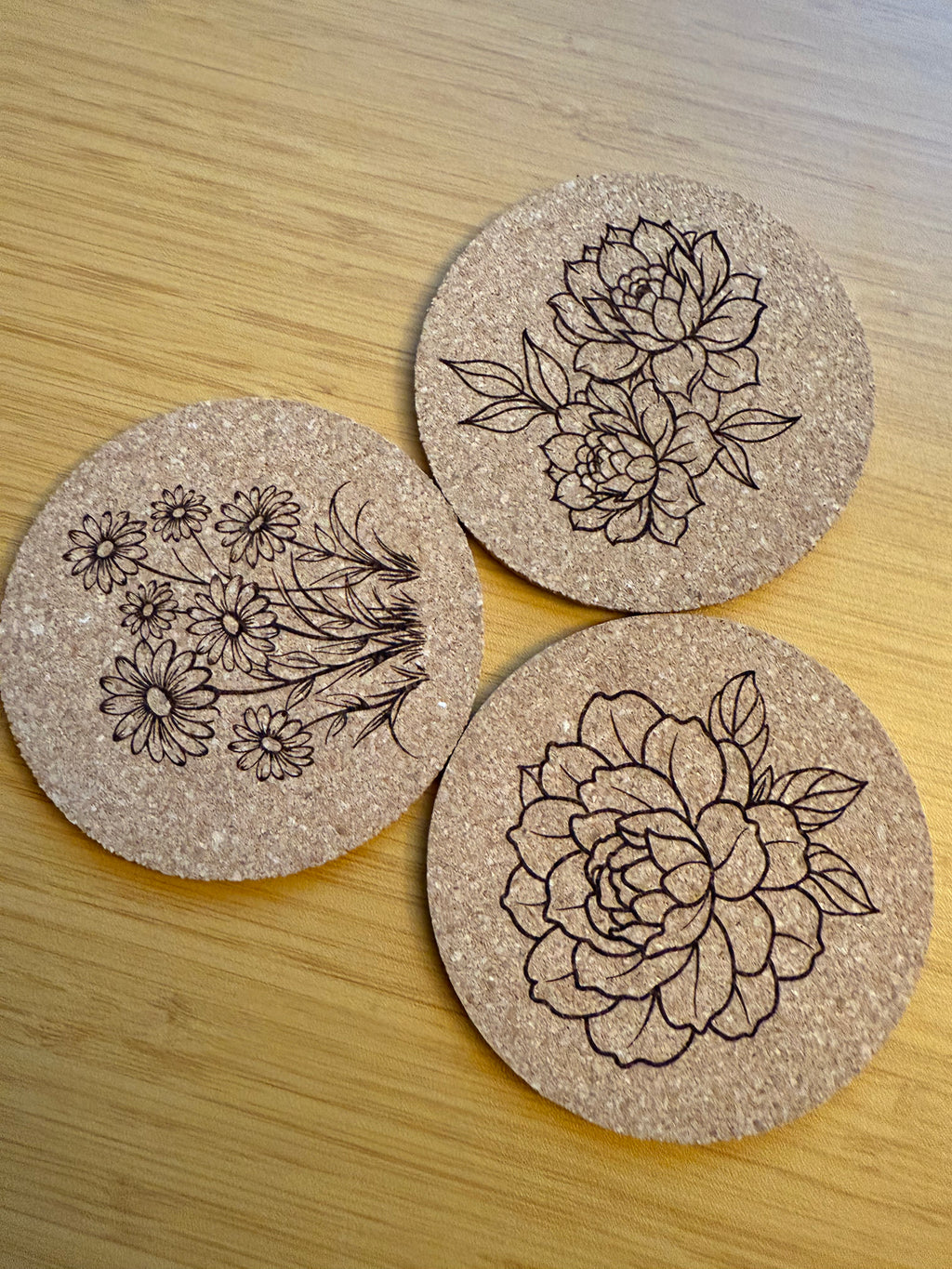 Flower Themed Engraved Coasters