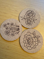 Flower Themed Engraved Coasters