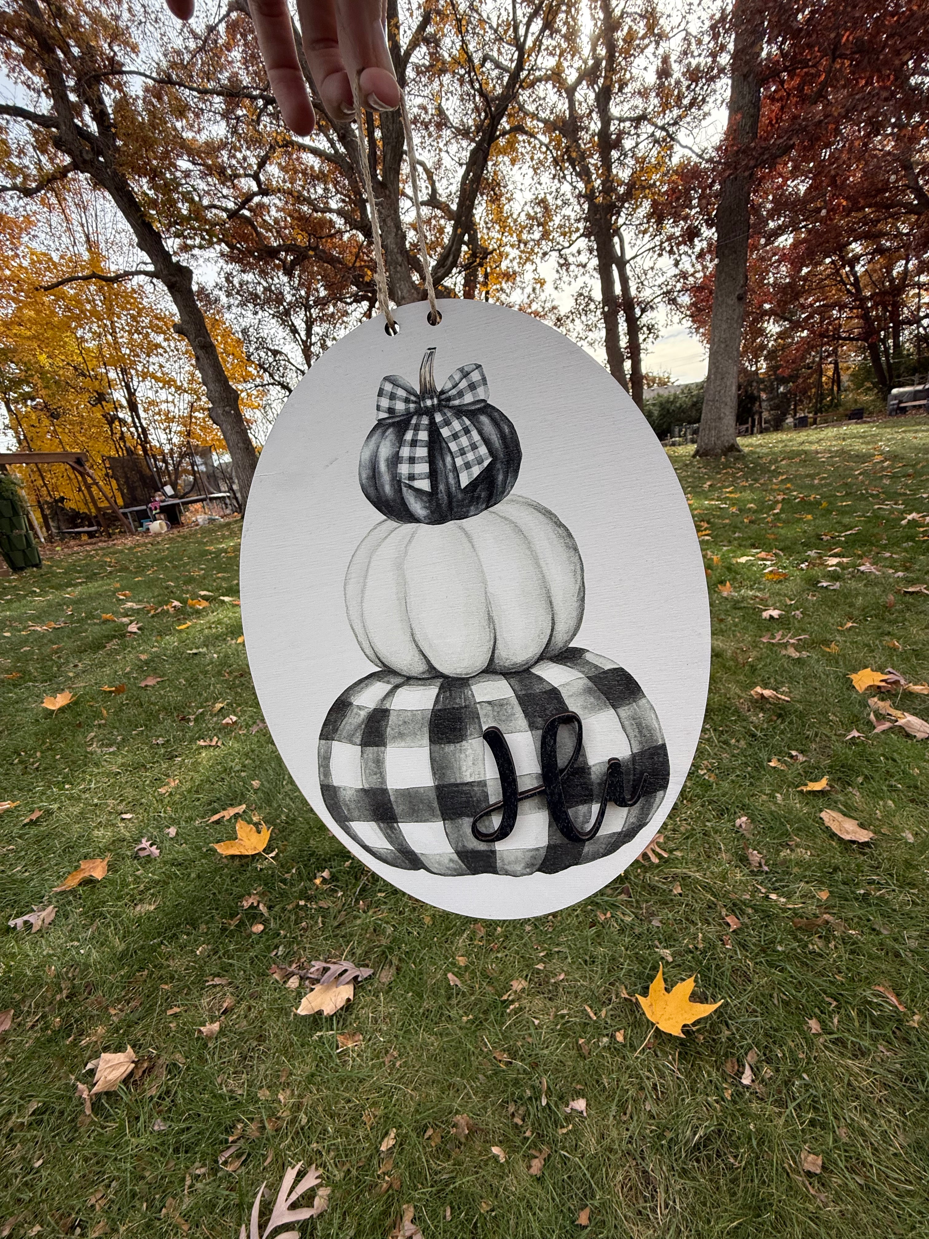 Buffalo Check Pumpkin Sign