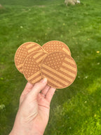 Patriotic American Flag Cork Coasters  (Set of 4)