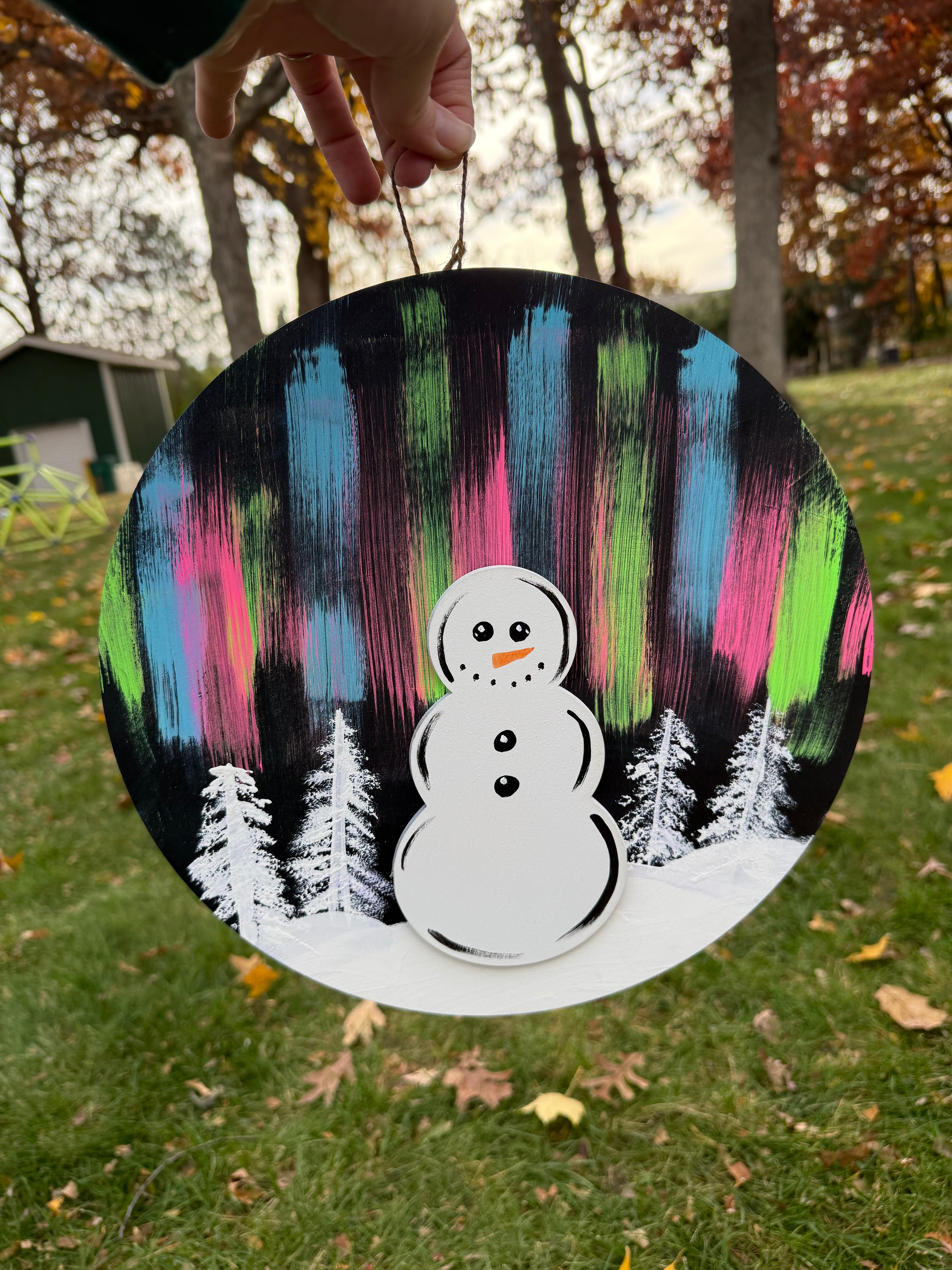 Northern Lights Snowman Sign