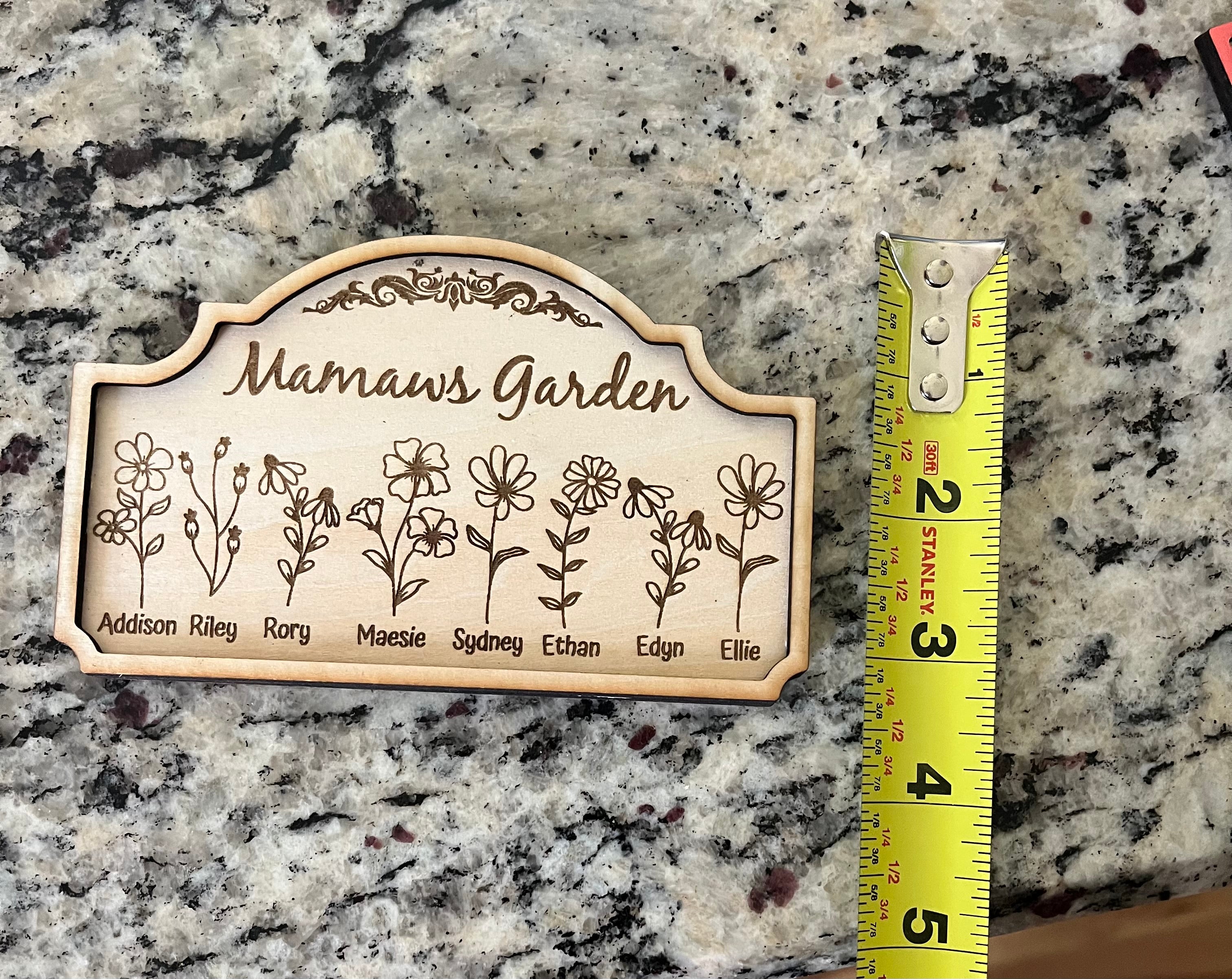 Custom Engraved "Grandma's Garden" Wooden Plaque