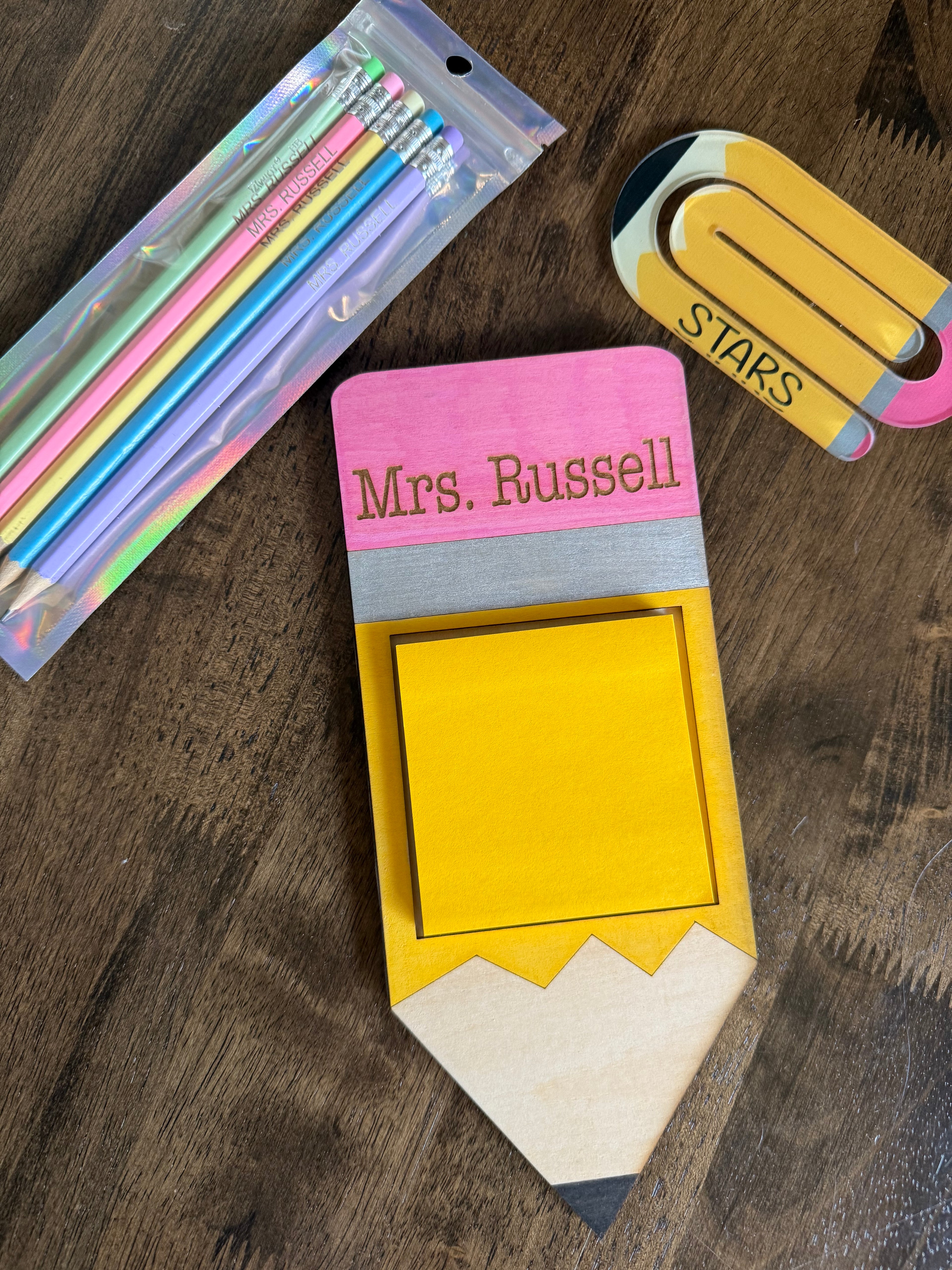 Custom Pencil-Shaped Post-it Note Holder
