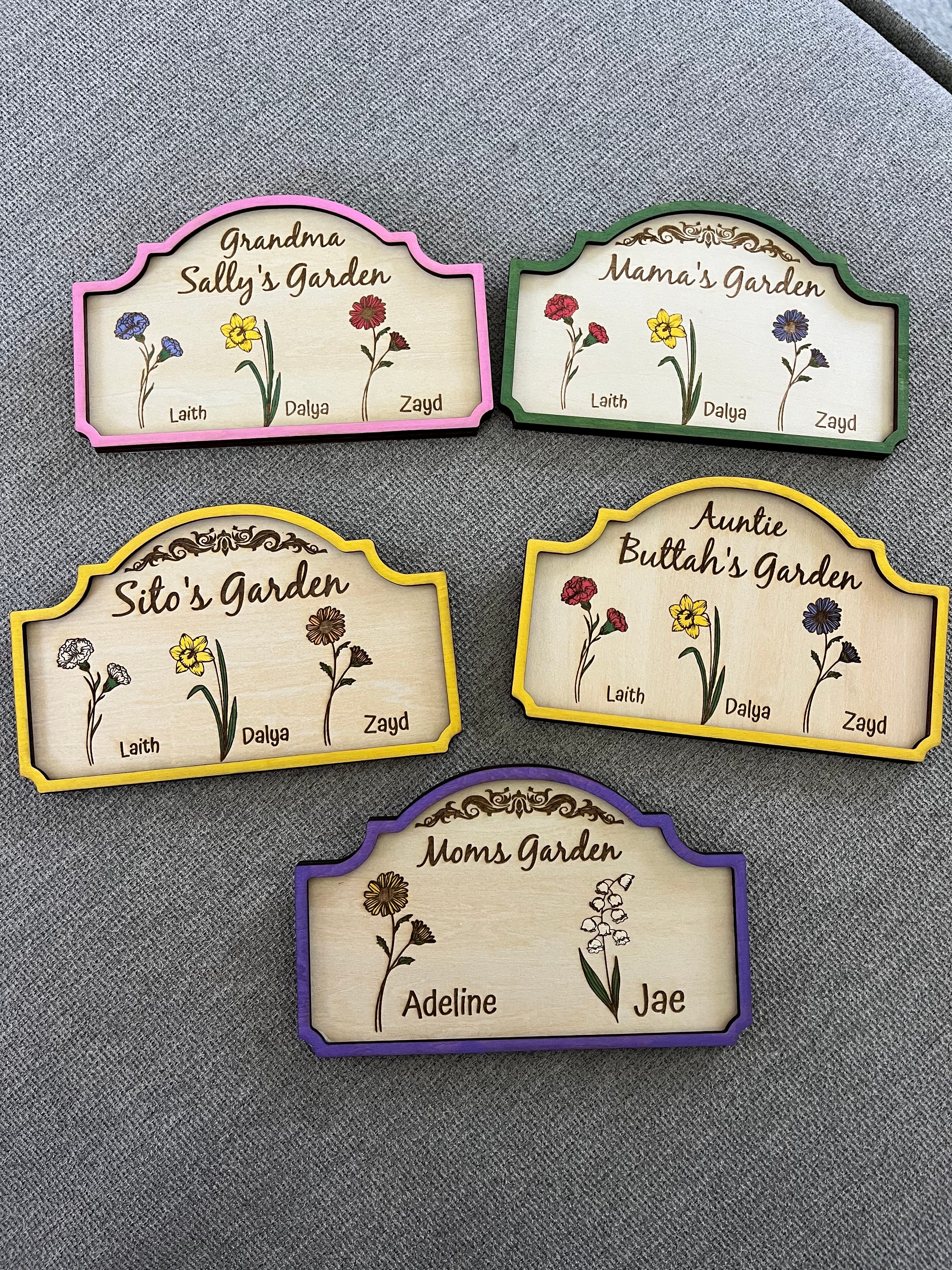 Custom Engraved "Grandma's Garden" Wooden Plaque