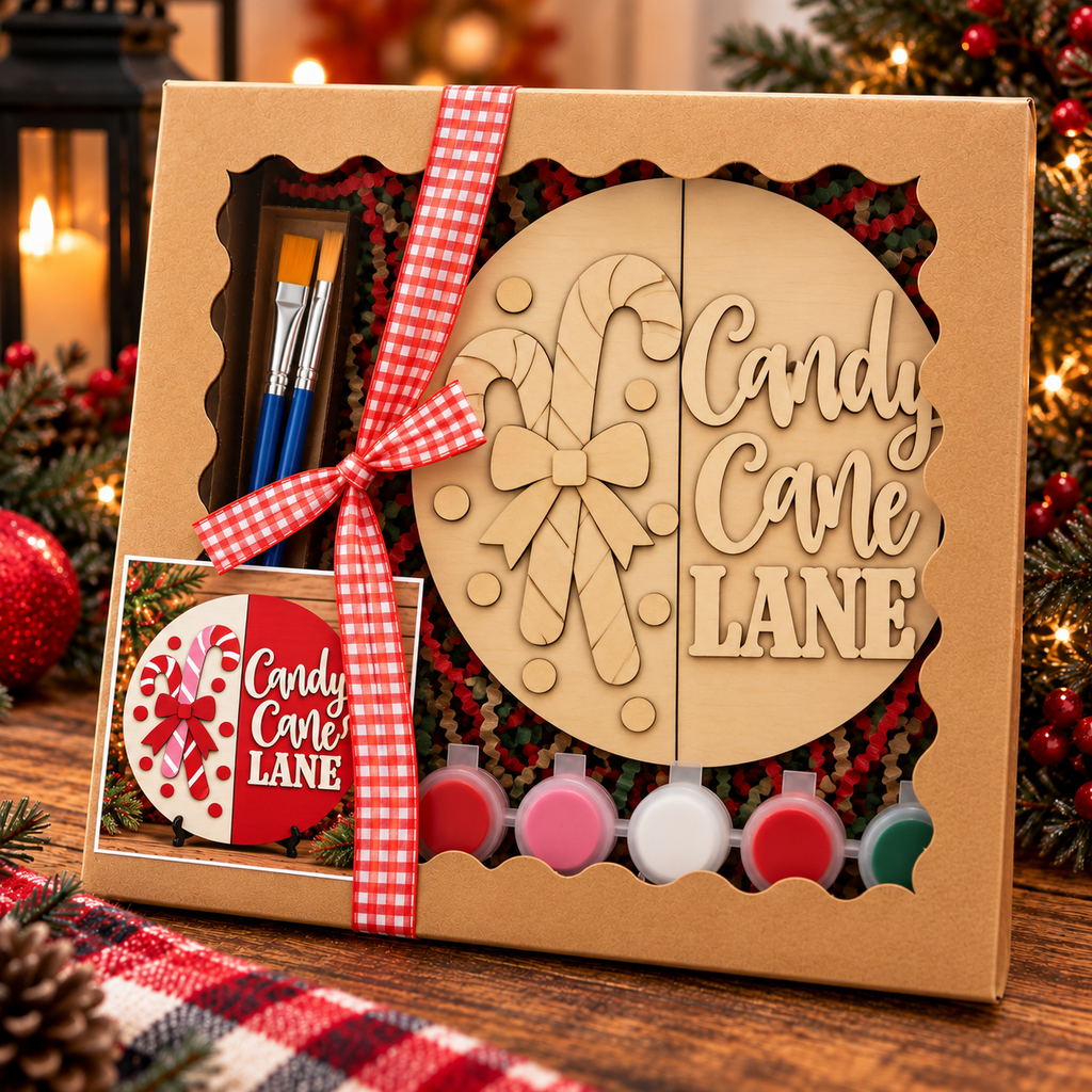 Candy Cane Lane Christmas Sign Kit