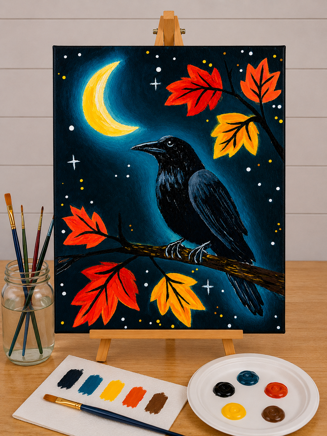 Moonlit Raven Canvas Art Kit