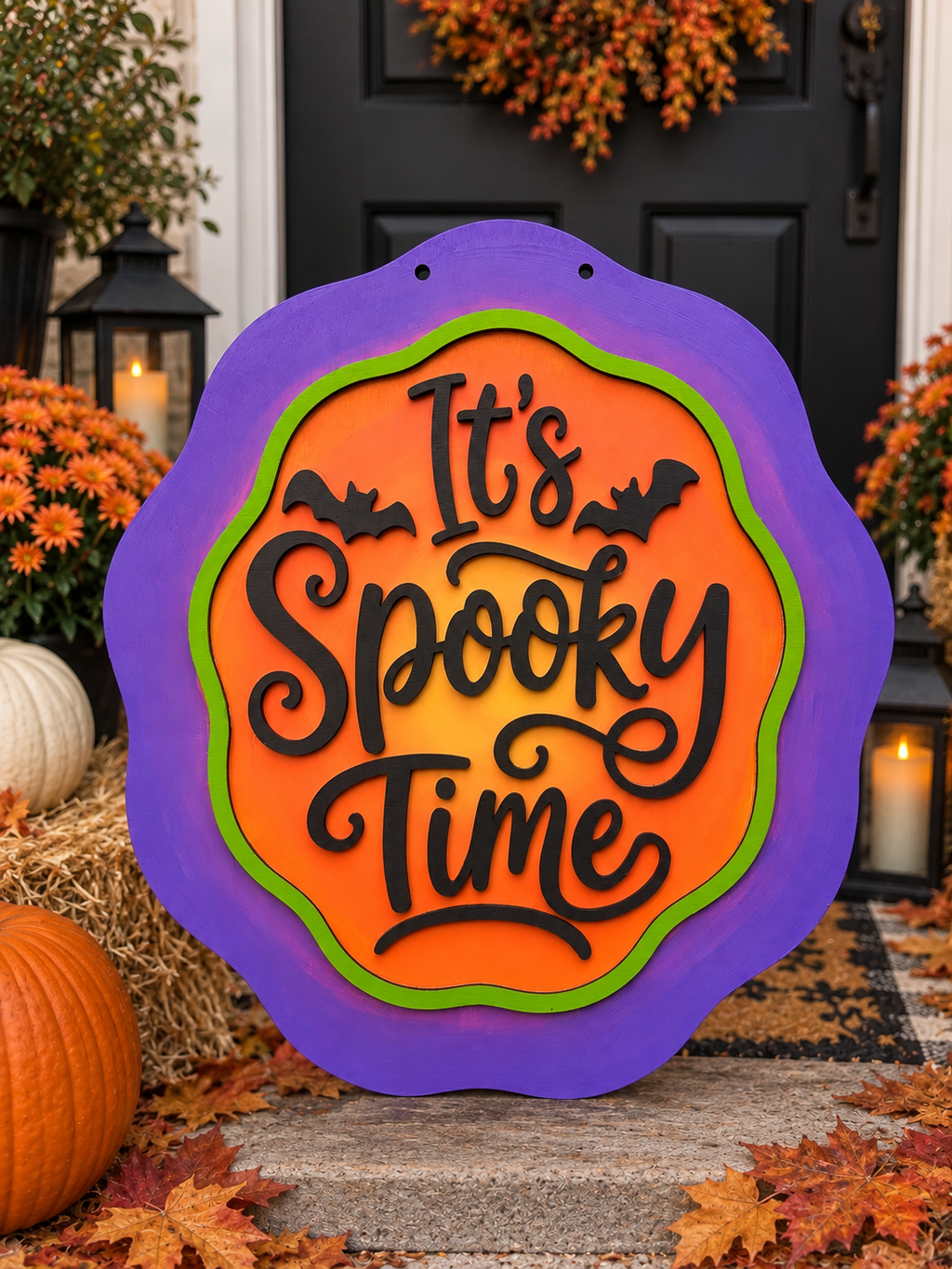 It's Spooky Time Door Hanger (Painted)