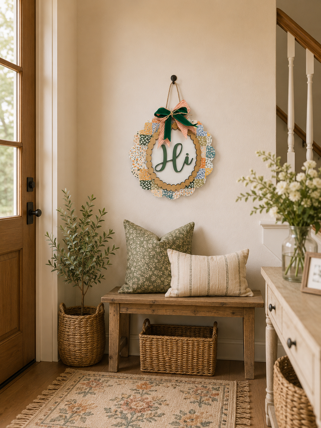 “Hi” Scalloped Door Hanger