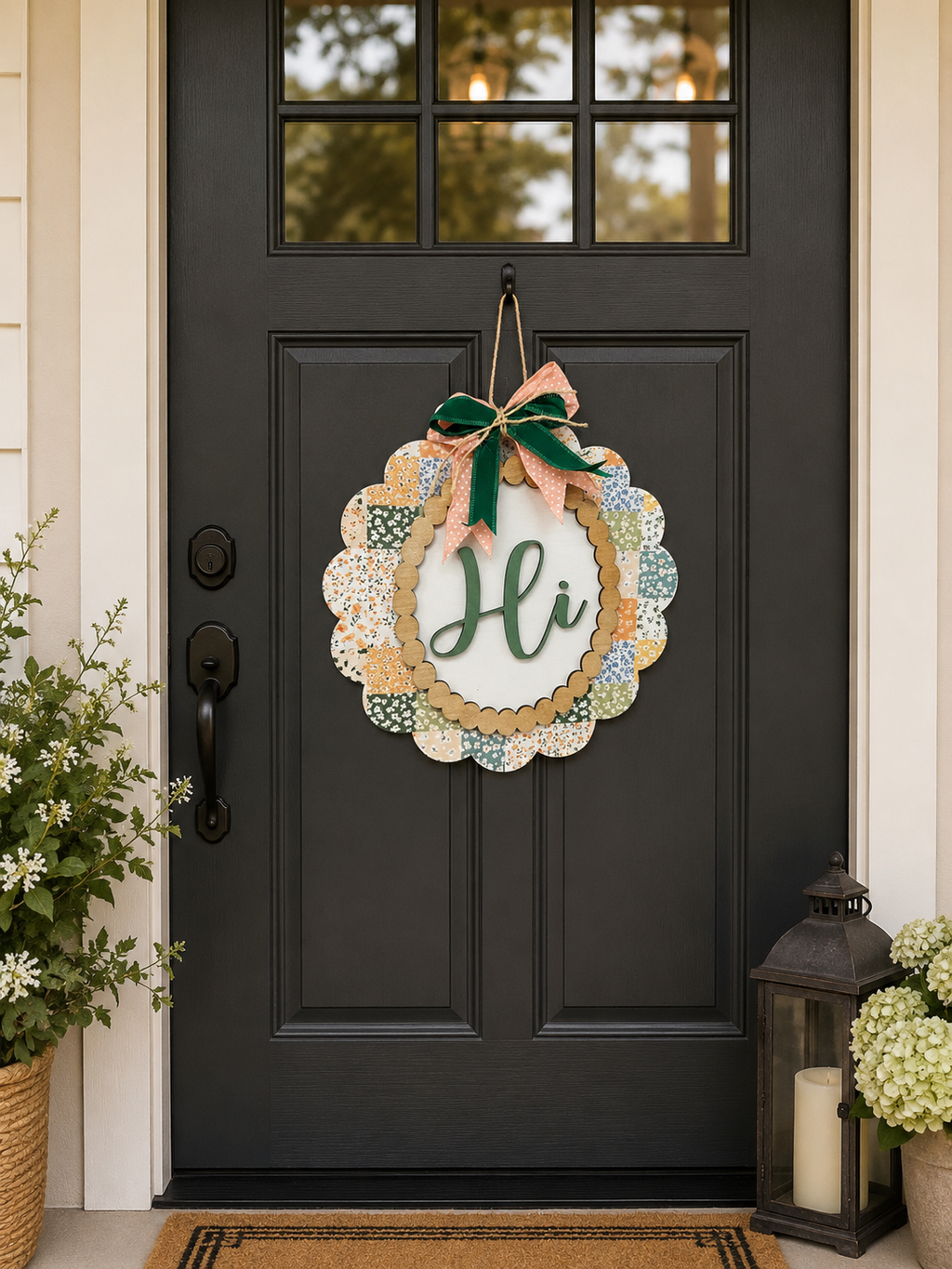 “Hi” Scalloped Door Hanger