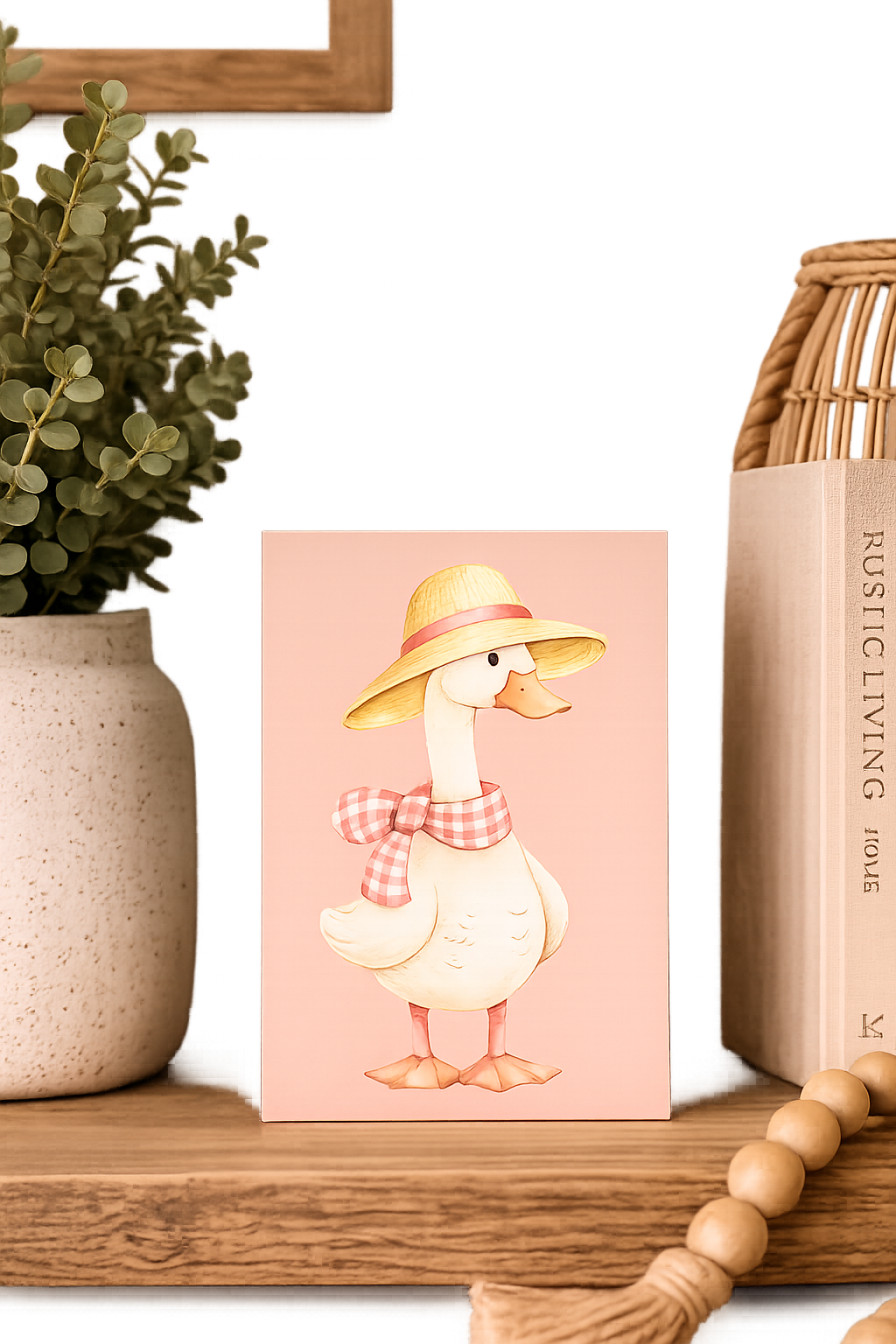 Goose with Sunhat Wooden Block Sign
