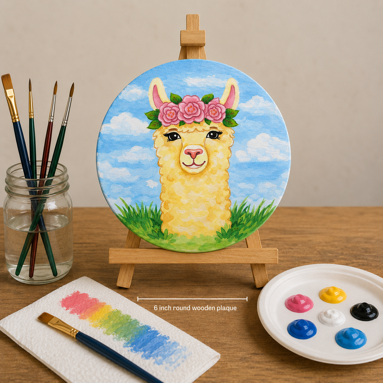 Llama Wooden Canvas Art Kit