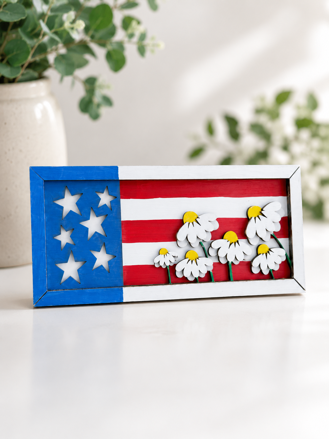 American Flag Daisy Wooden Mini Project