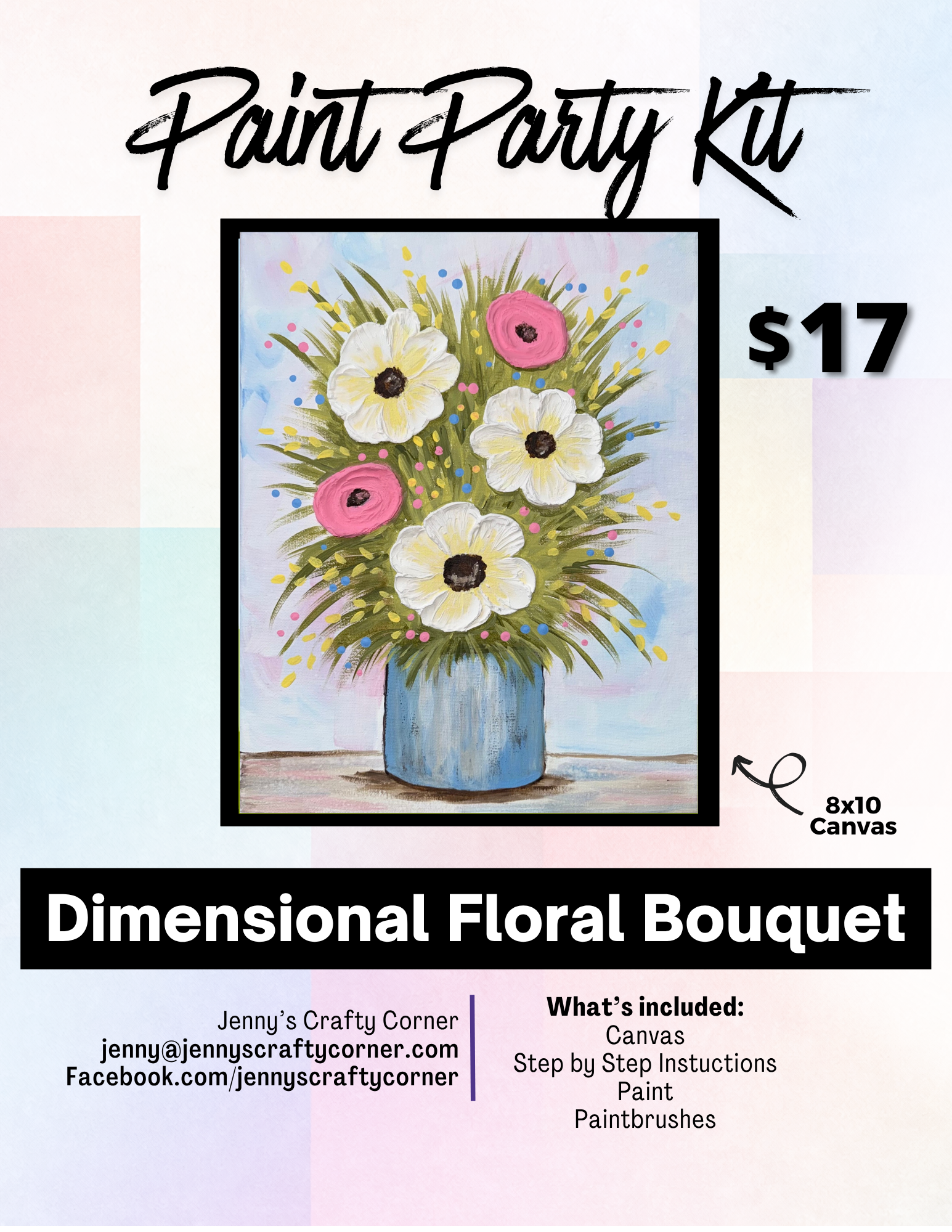 Dimensional Floral Bouquet Canvas Art Kit