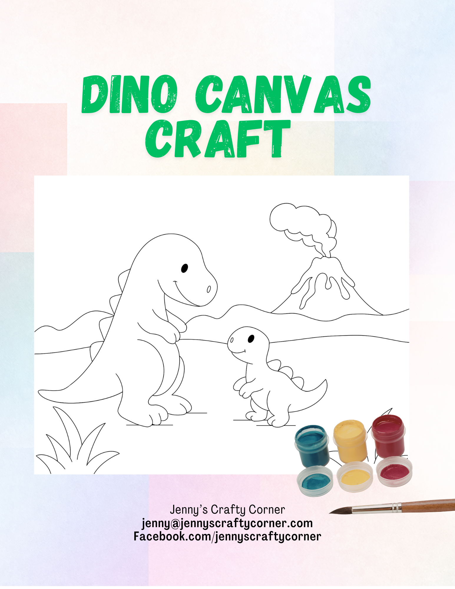Dino Volcano 5x7 Kids Canvas Art Kit