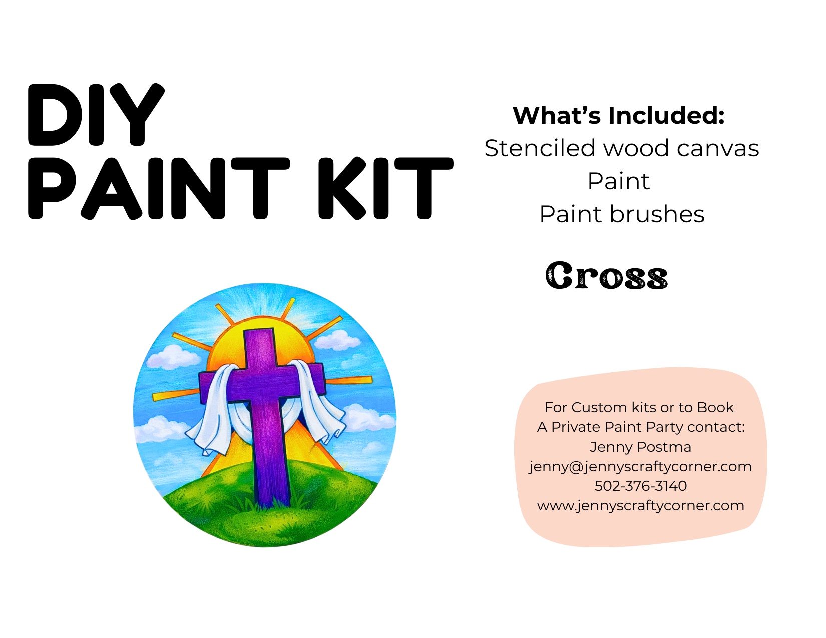 Cross Wooden Canvas Art Kit
