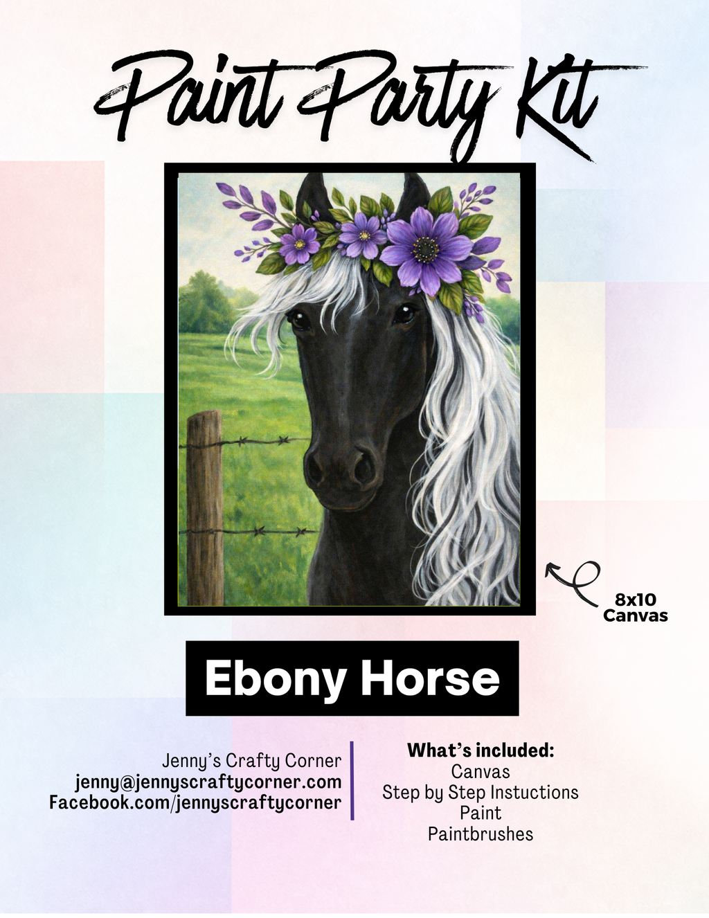 Ebony Horse Canvas Art Kit