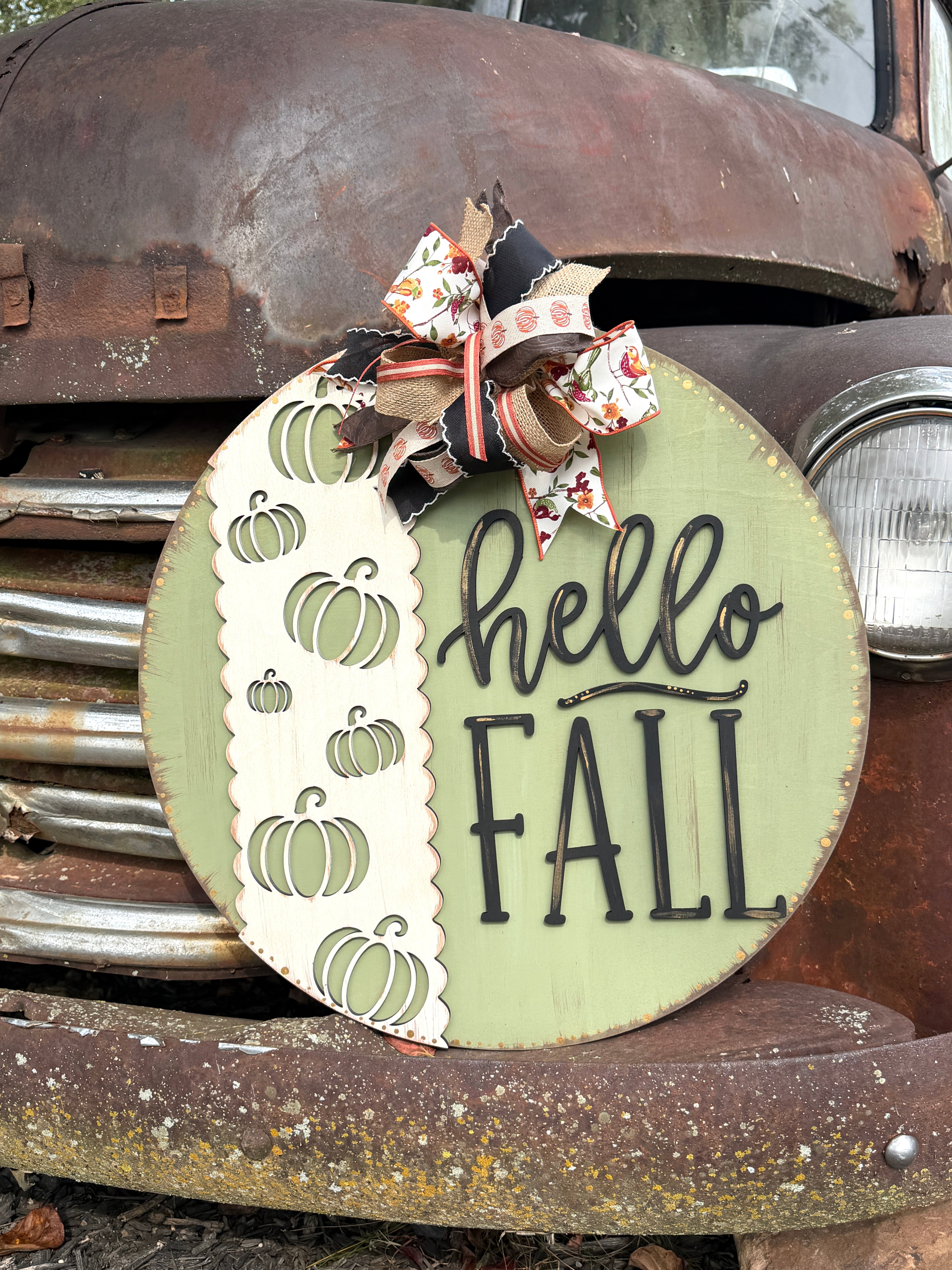 Hello Fall Pumpkin Door Hanger Kit