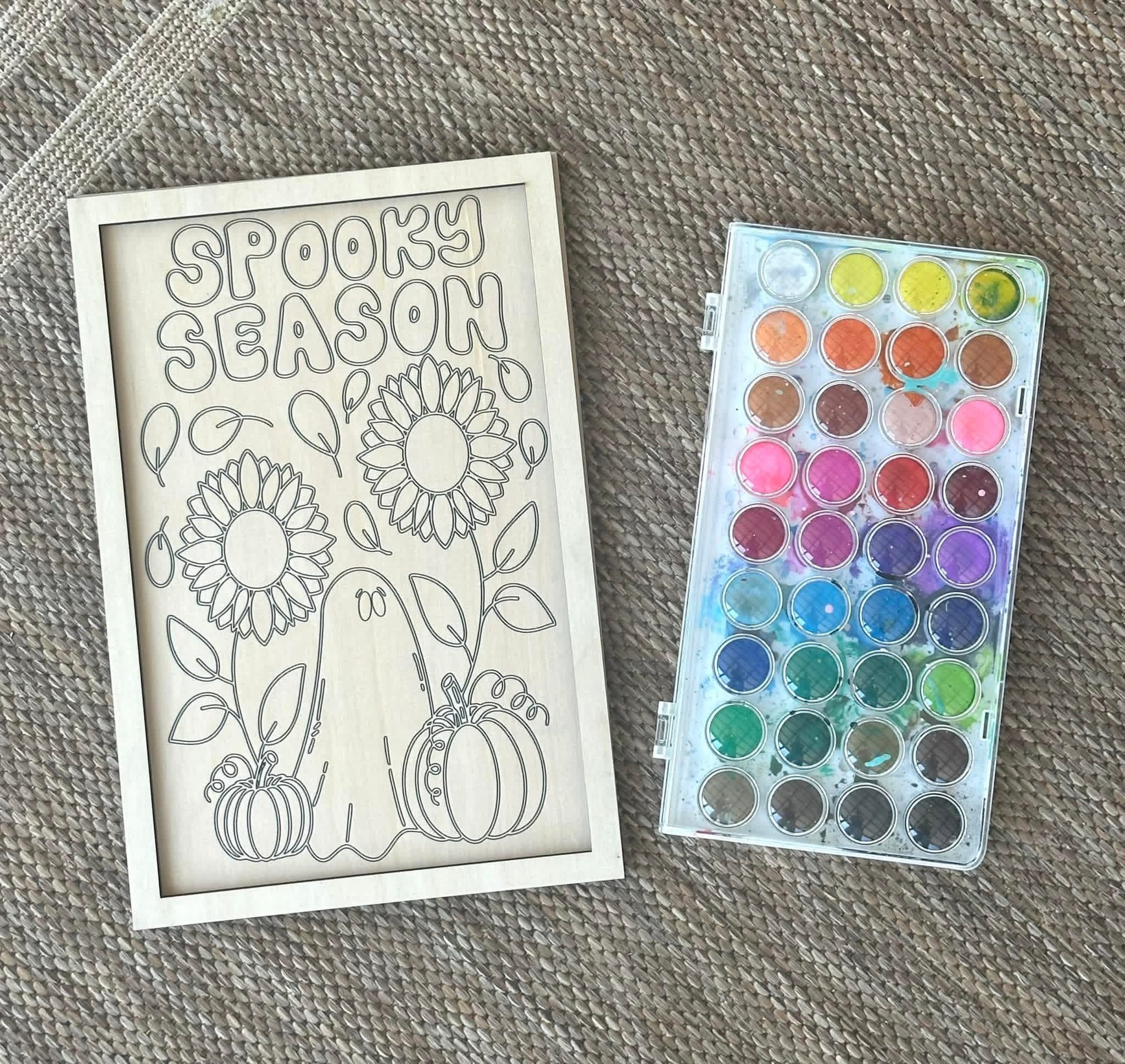 FALL Wooden Canvas Watercolor Flower Art – 9.5" x 12"