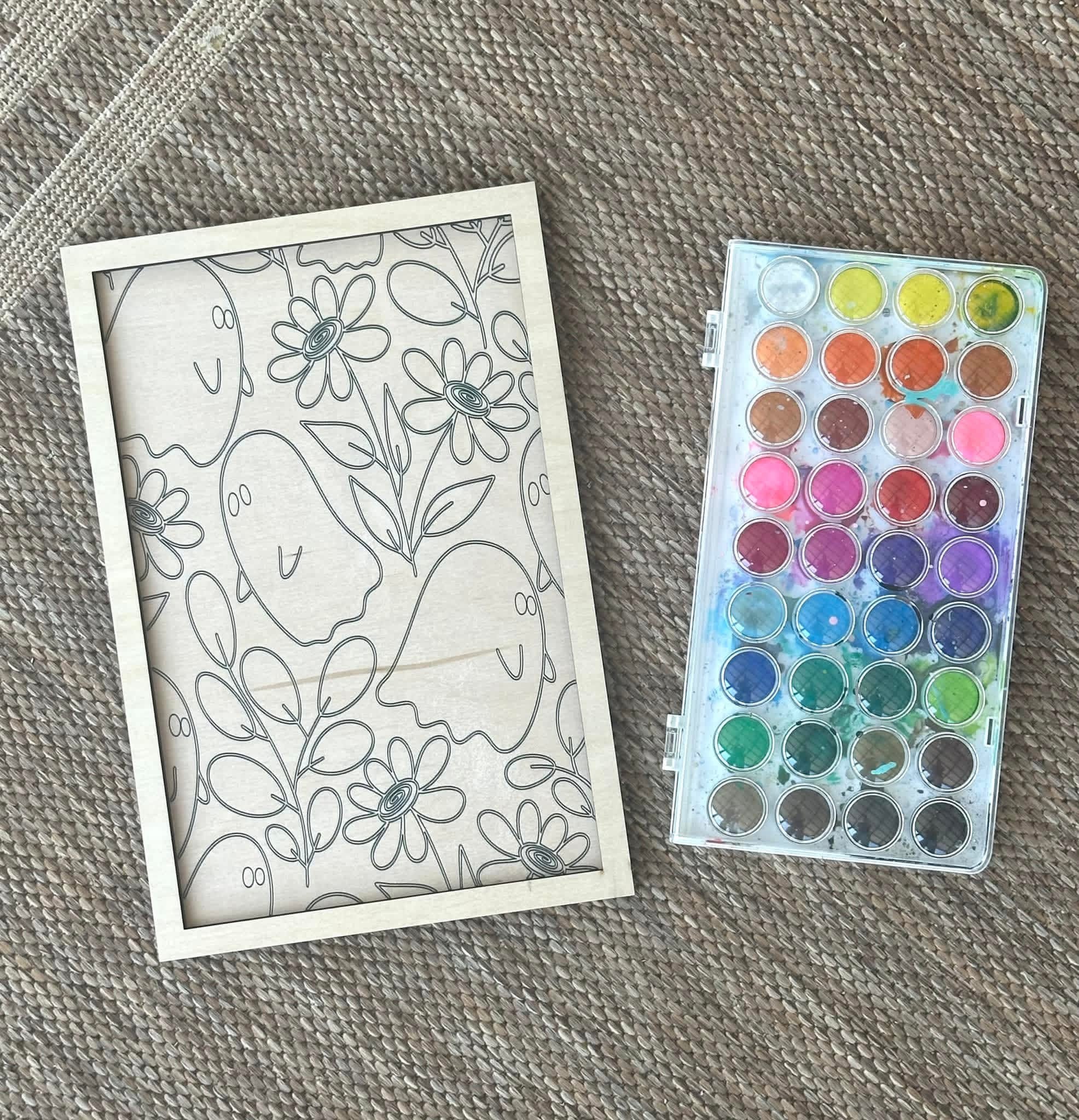 FALL Wooden Canvas Watercolor Flower Art – 9.5" x 12"
