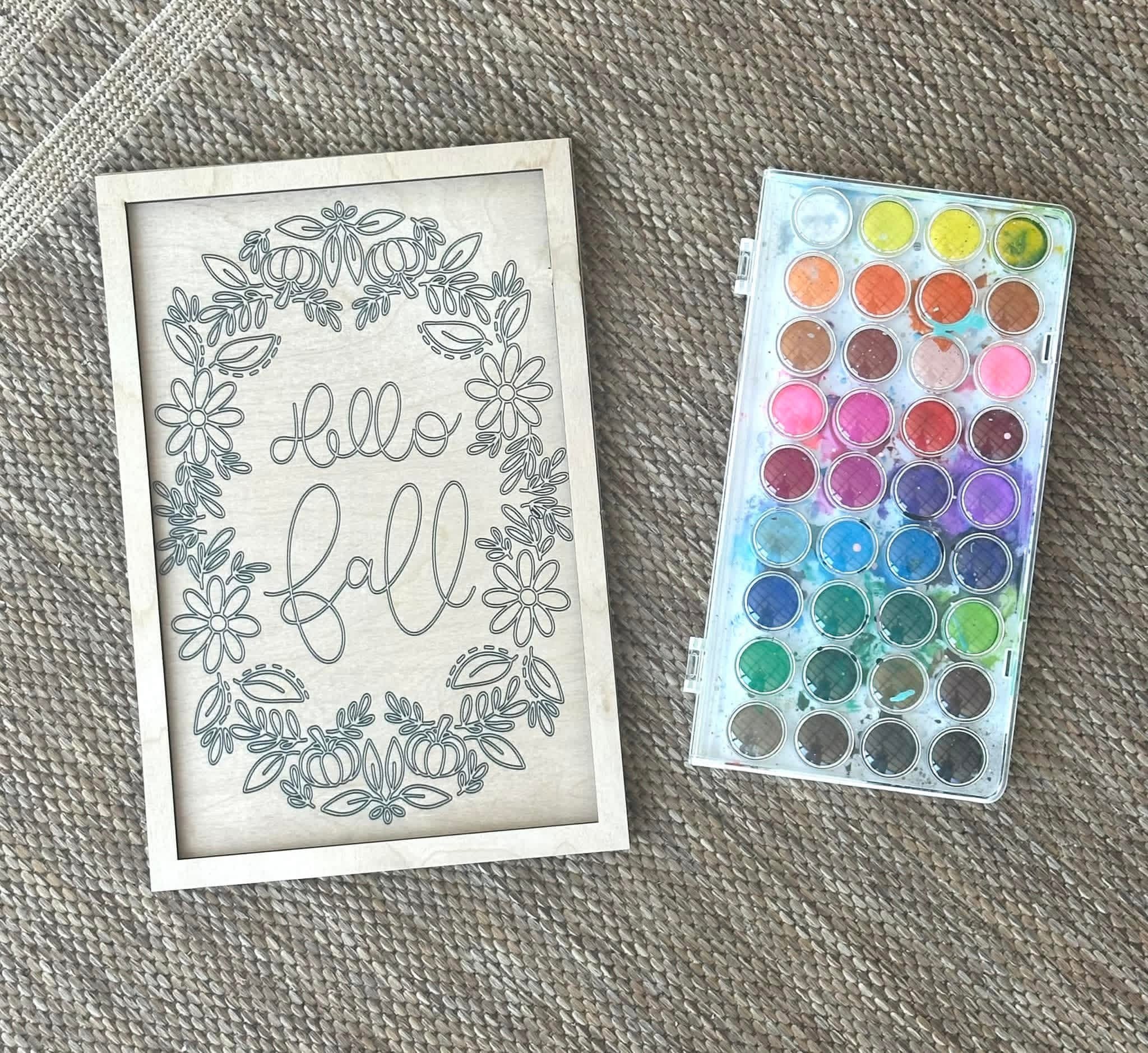 FALL Wooden Canvas Watercolor Flower Art – 9.5" x 12"