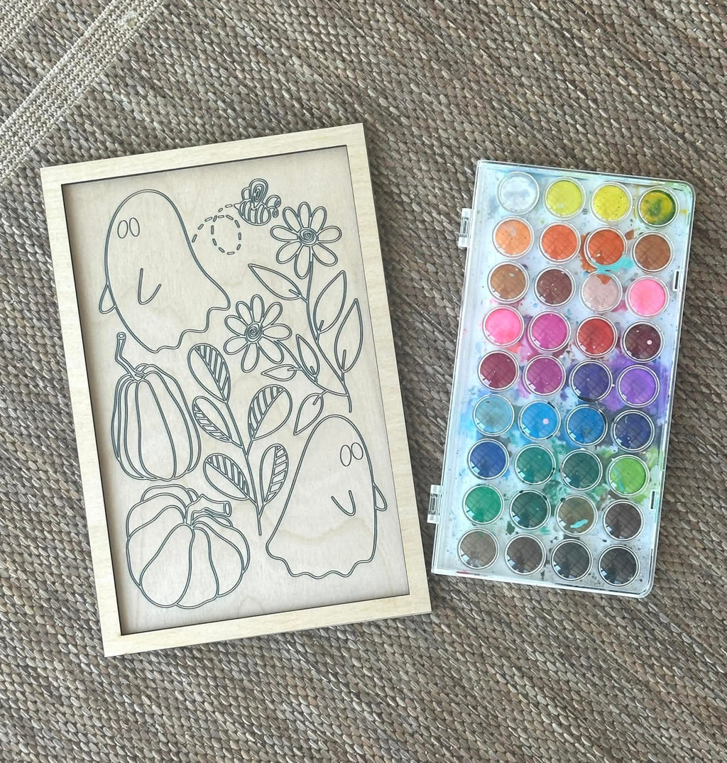 FALL Wooden Canvas Watercolor Flower Art – 9.5" x 12"