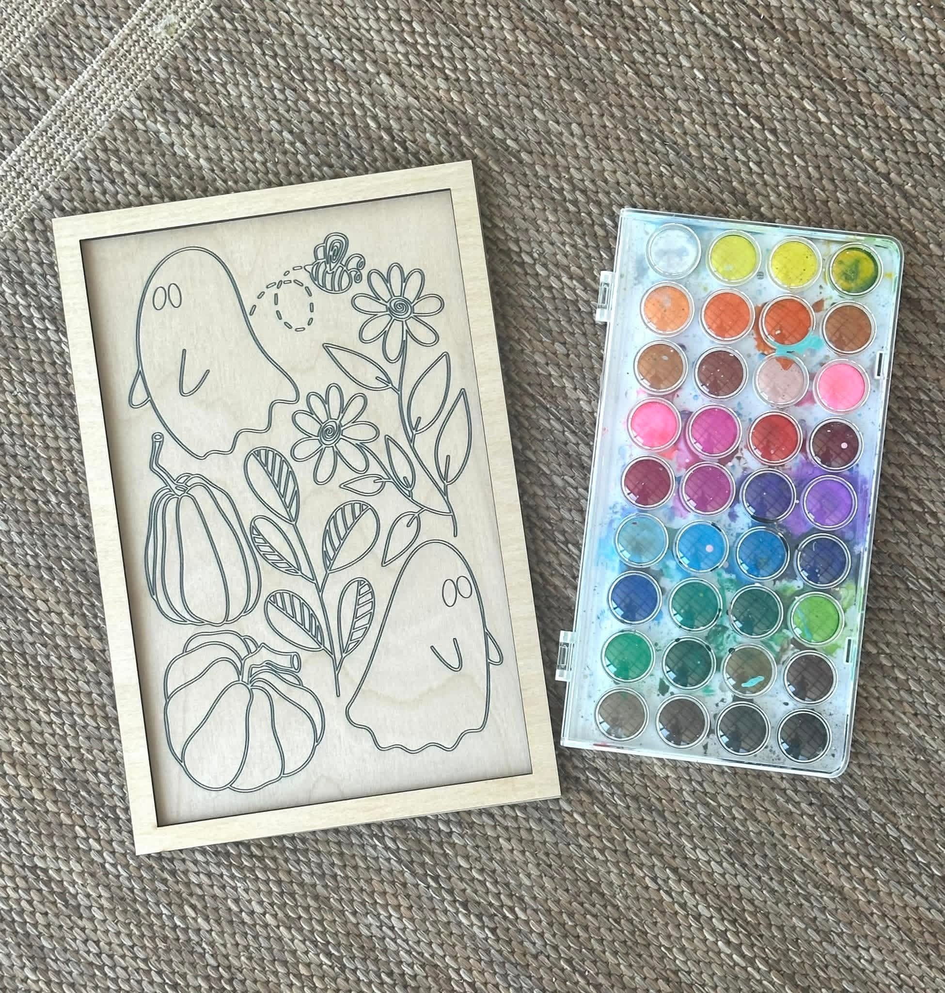 FALL Wooden Canvas Watercolor Flower Art – 9.5" x 12"