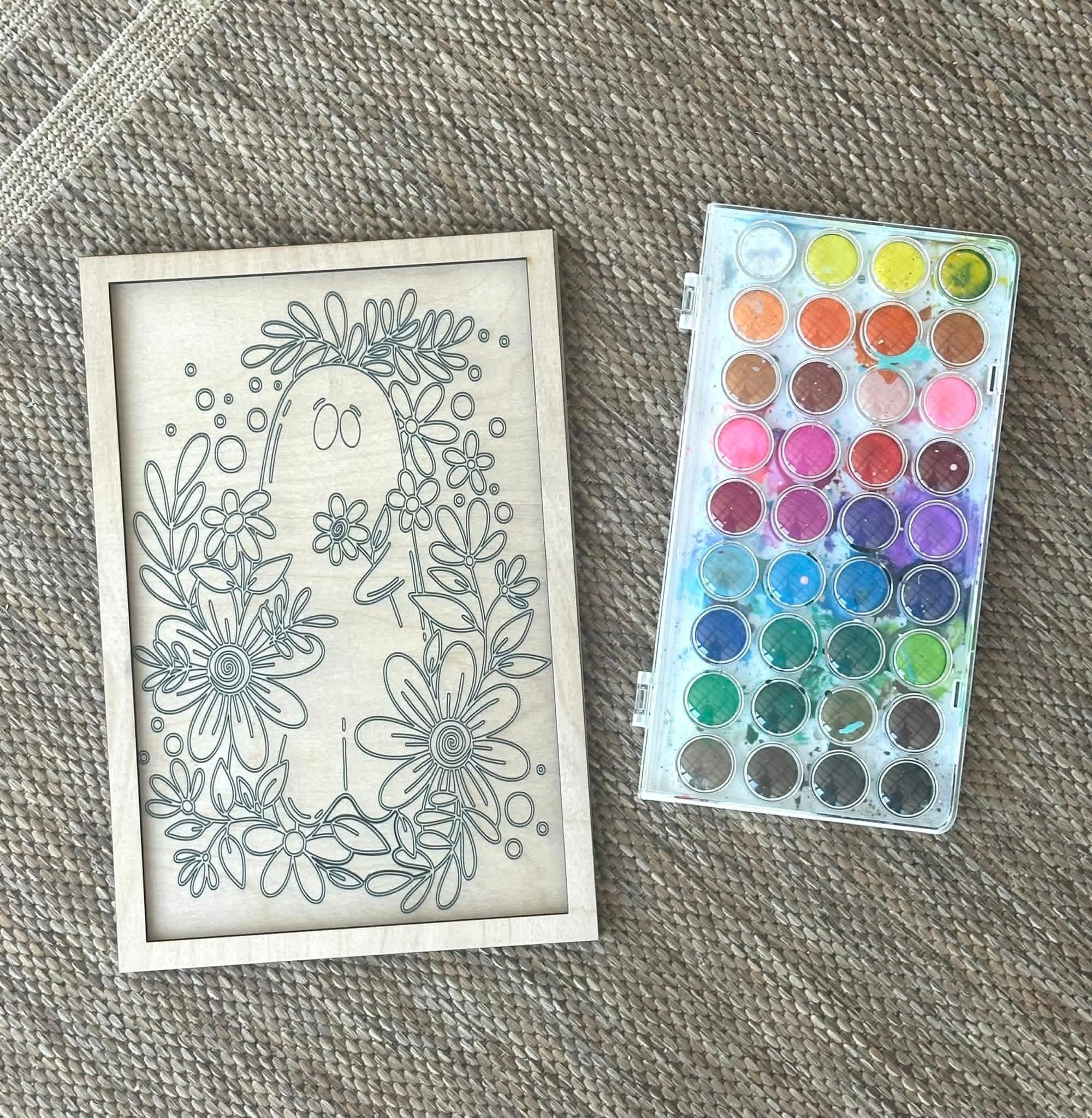 FALL Wooden Canvas Watercolor Flower Art – 9.5" x 12"