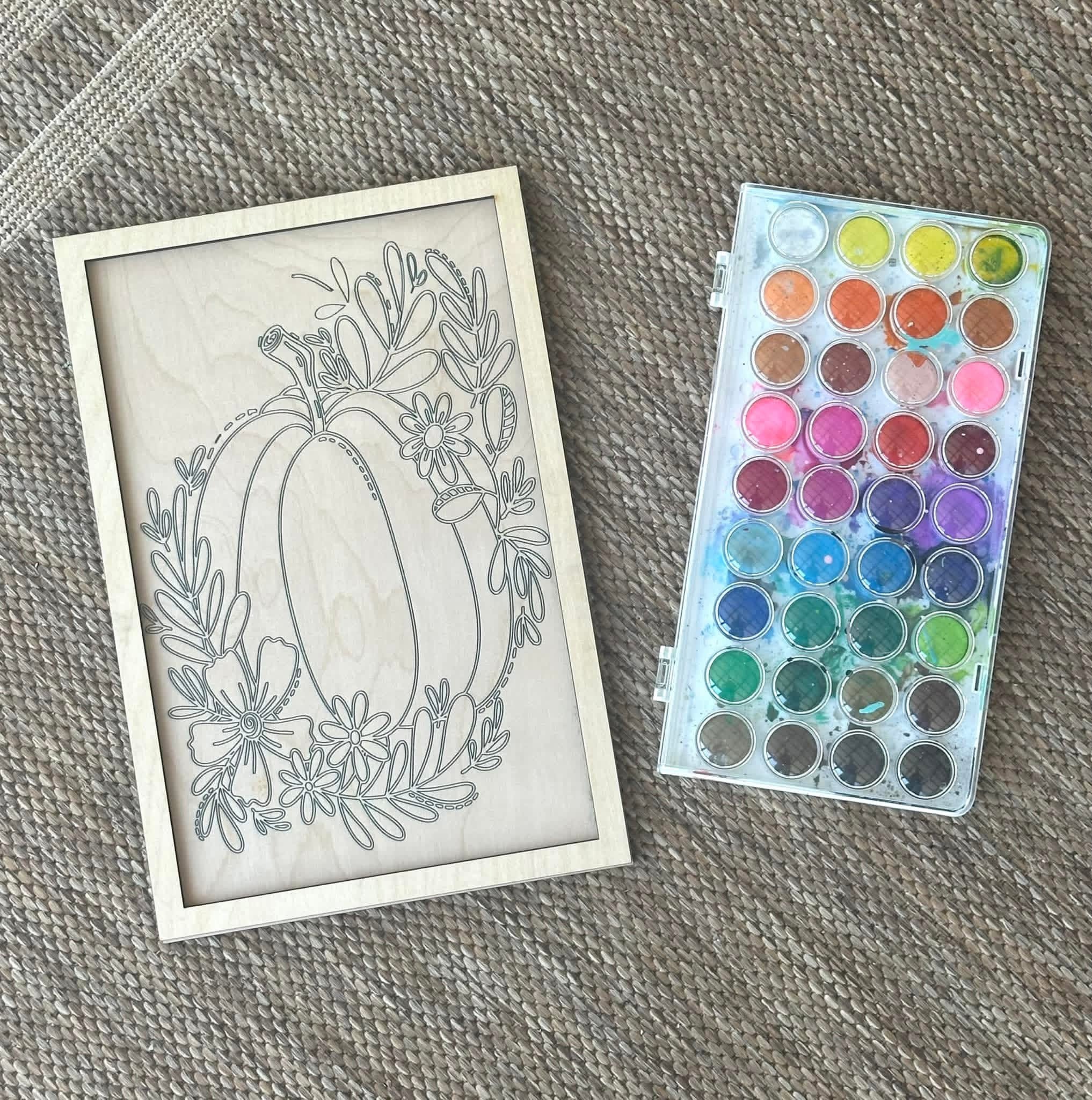 FALL Wooden Canvas Watercolor Flower Art – 9.5" x 12"
