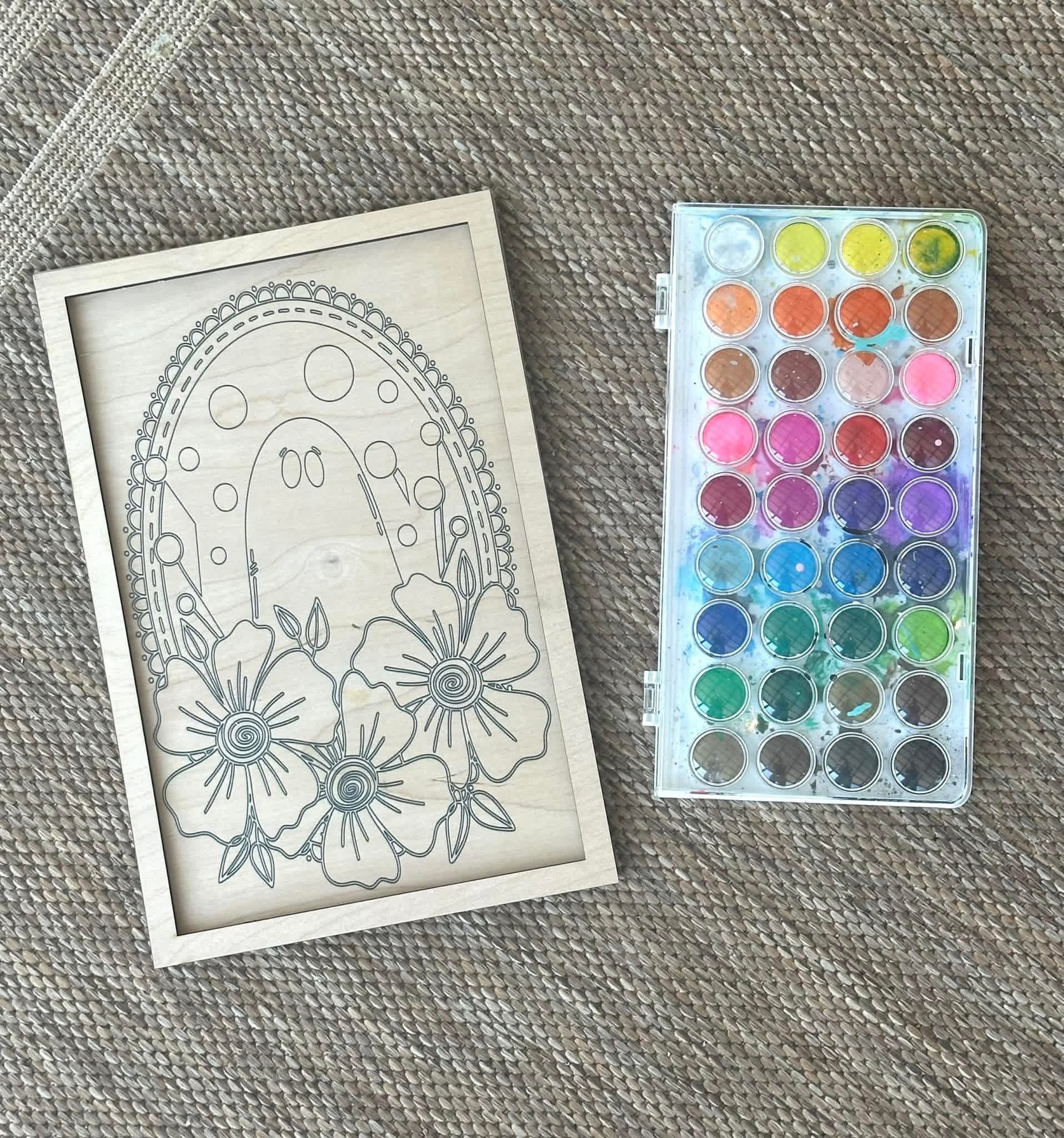 FALL Wooden Canvas Watercolor Flower Art – 9.5" x 12"