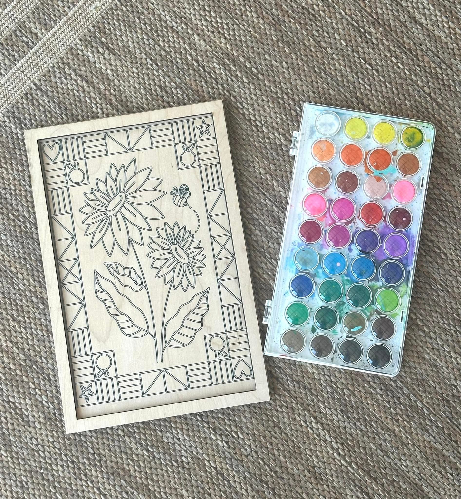 FALL Wooden Canvas Watercolor Flower Art – 9.5" x 12"