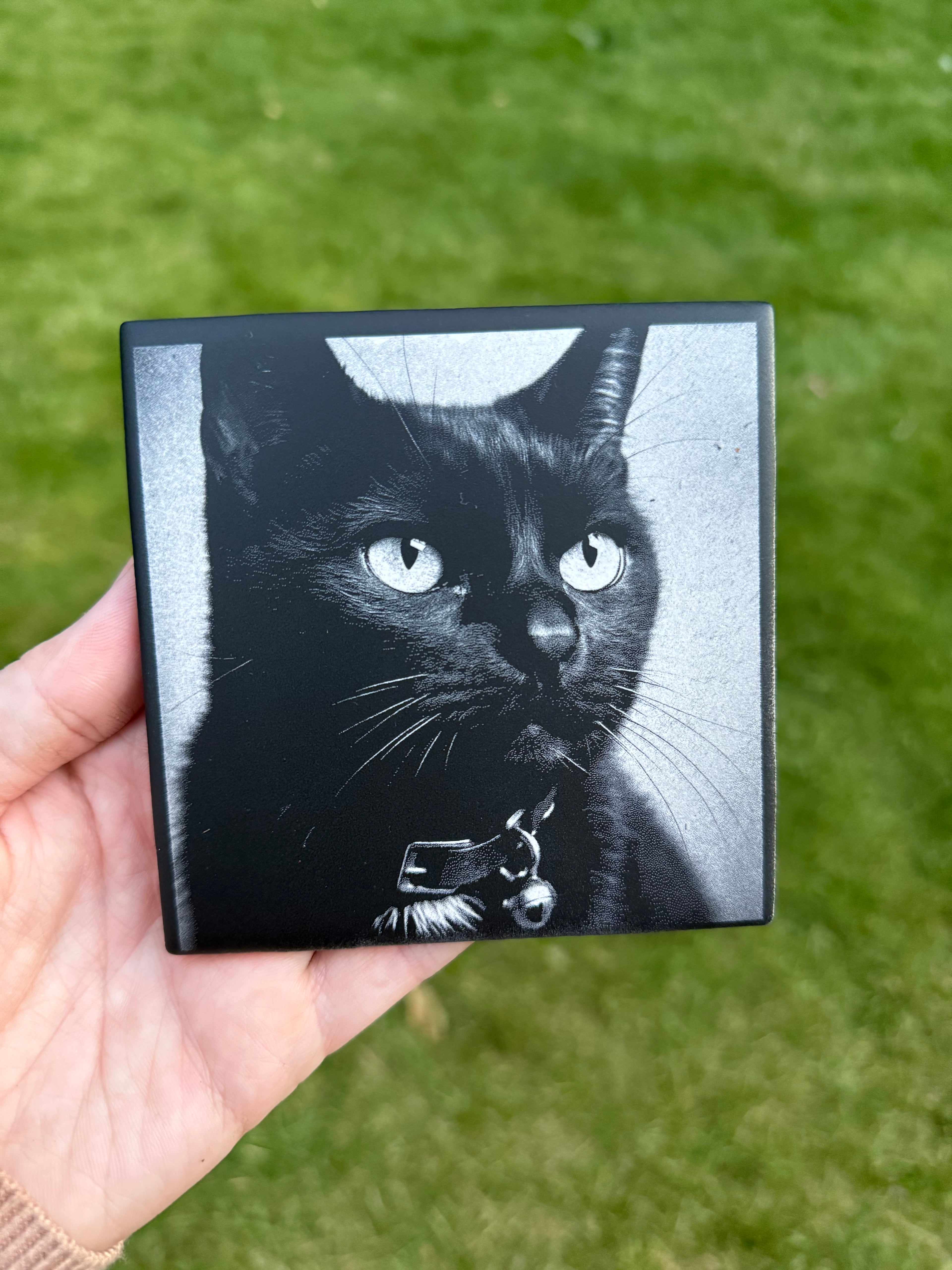 Black & White Pet Portrait on Tile