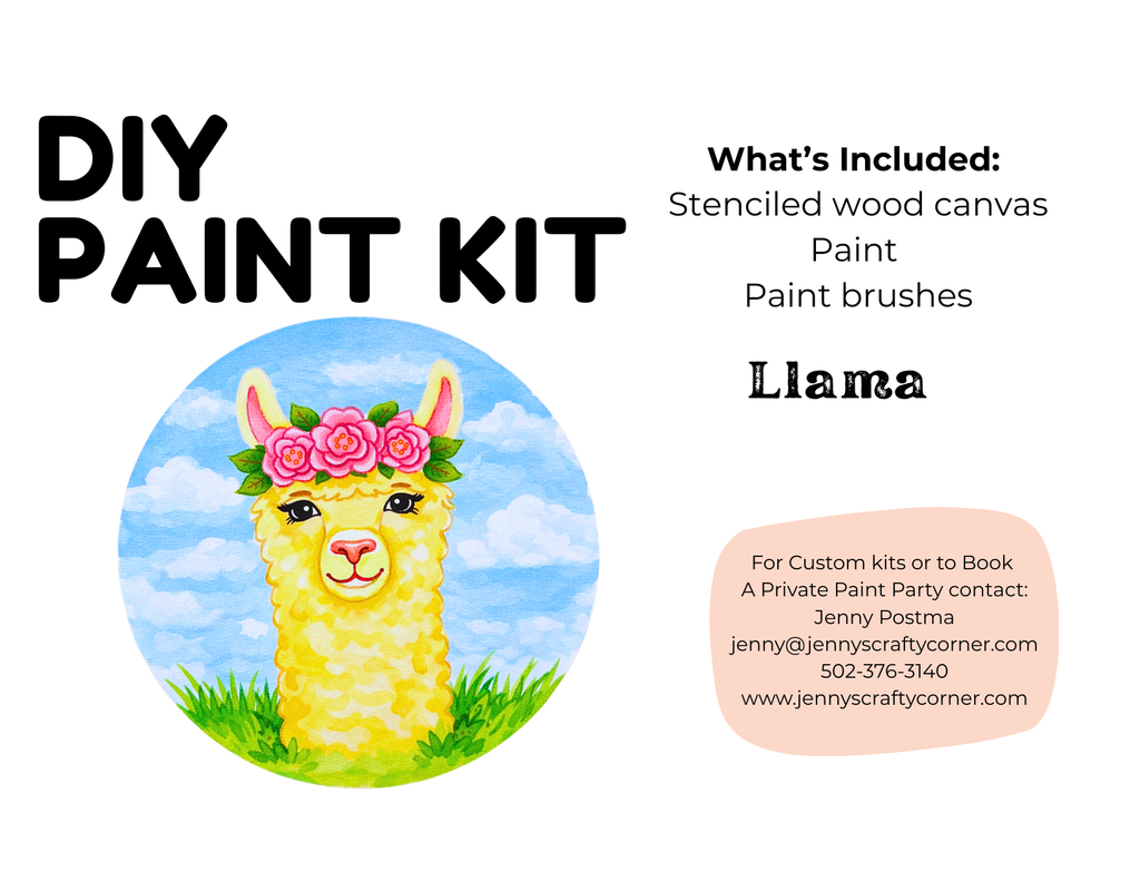 Llama Wooden Canvas Art Kit