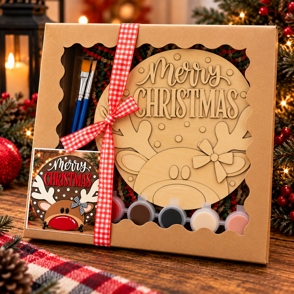 Merry Christmas Reindeer Christmas Sign Kit